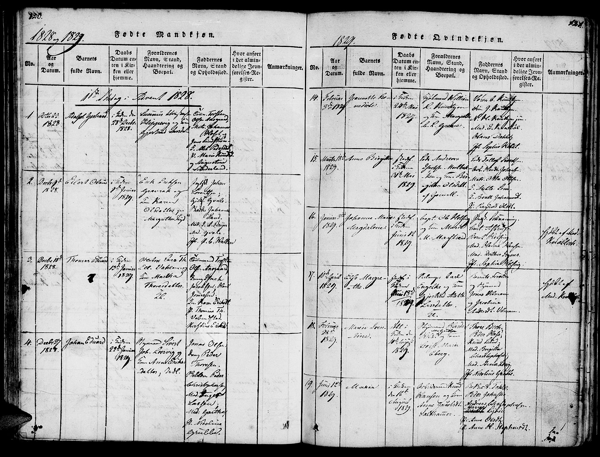 Ministerialprotokoller, klokkerbøker og fødselsregistre - Møre og Romsdal, AV/SAT-A-1454/572/L0842: Parish register (official) no. 572A05, 1819-1832, p. 120-121