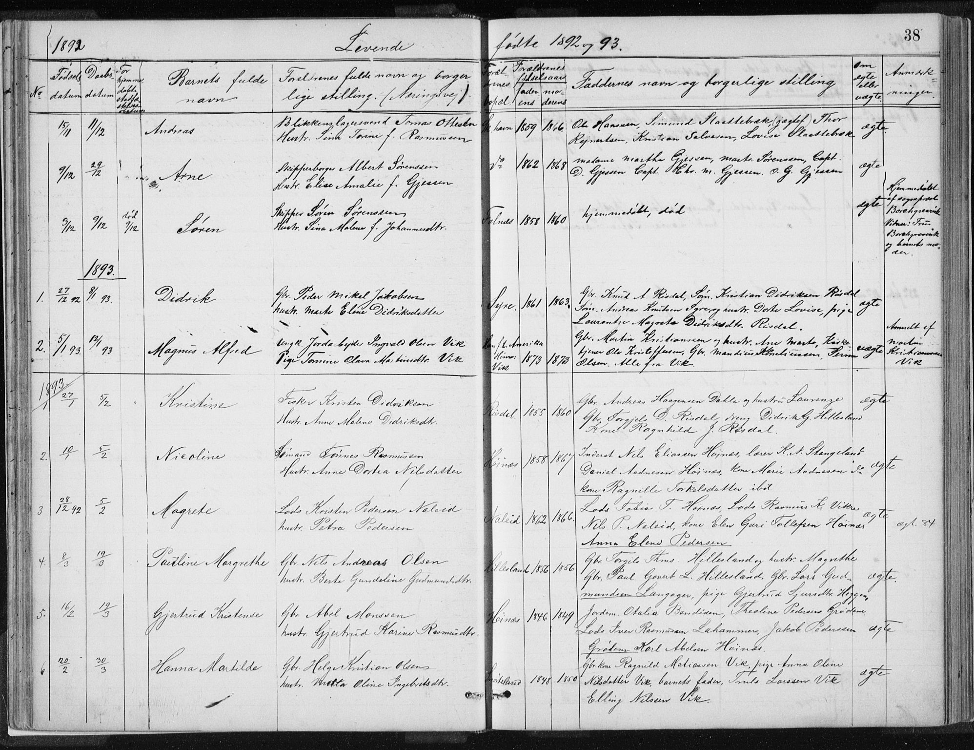 Skudenes sokneprestkontor, SAST/A -101849/H/Ha/Hab/L0007: Parish register (copy) no. B 7, 1885-1899, p. 38