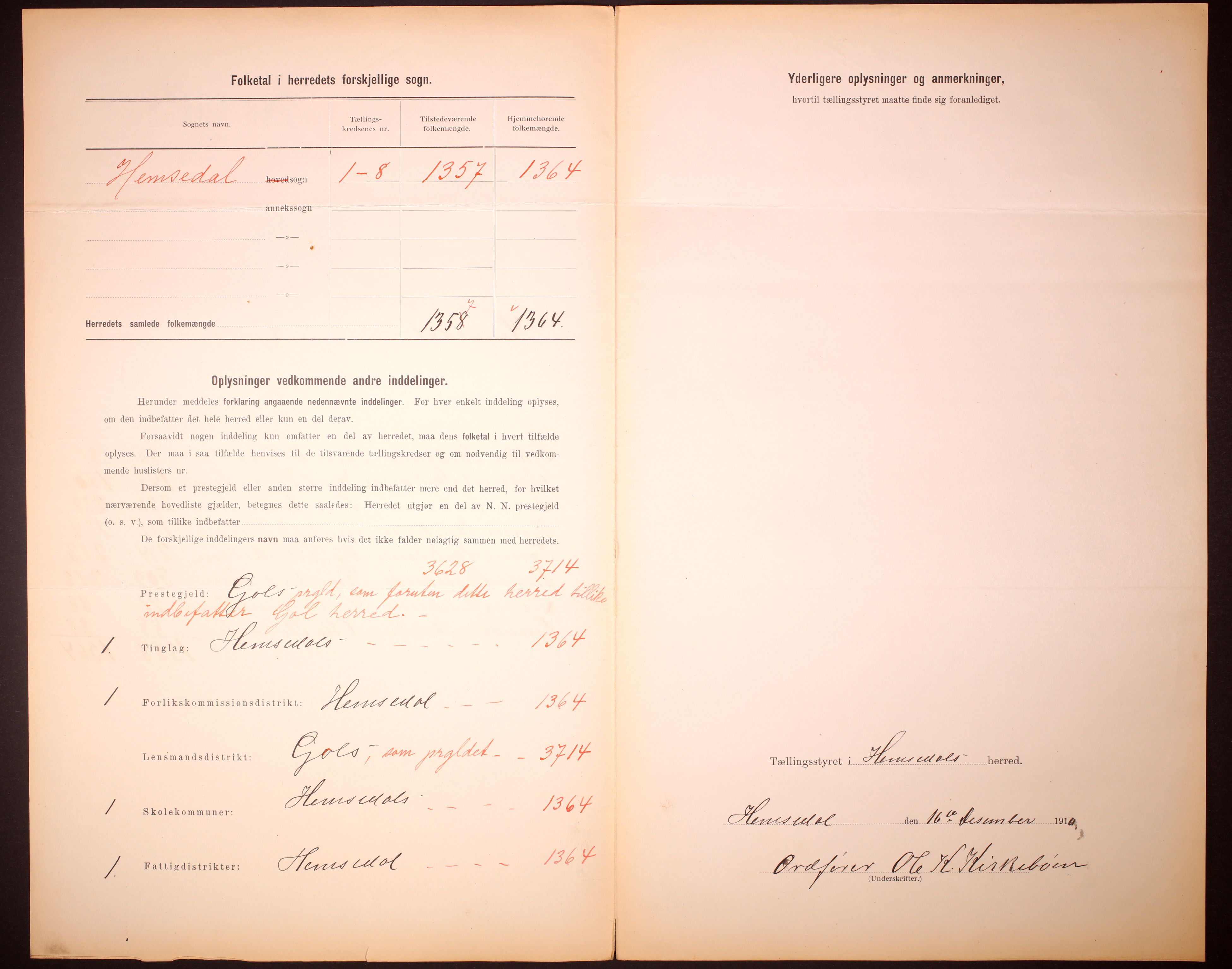 RA, 1910 census for Hemsedal, 1910, p. 3