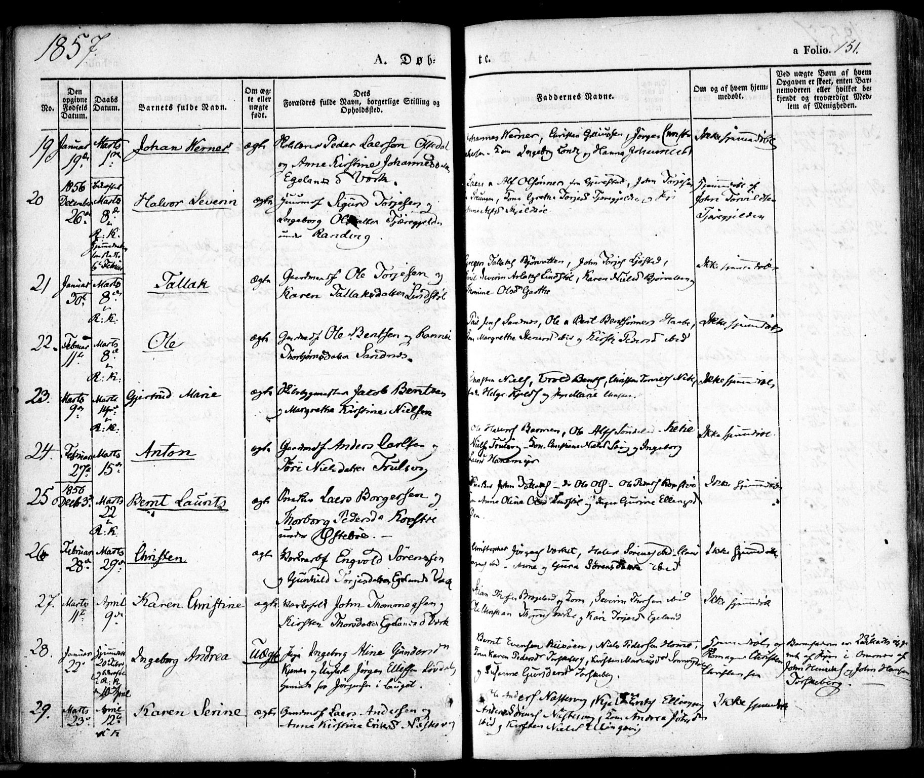 Søndeled sokneprestkontor, AV/SAK-1111-0038/F/Fa/L0002: Parish register (official) no. A 2, 1839-1860, p. 151