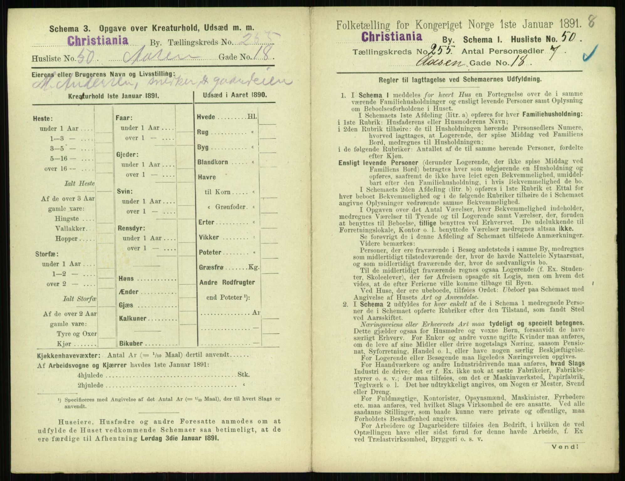 RA, 1891 census for 0301 Kristiania, 1891, p. 155081