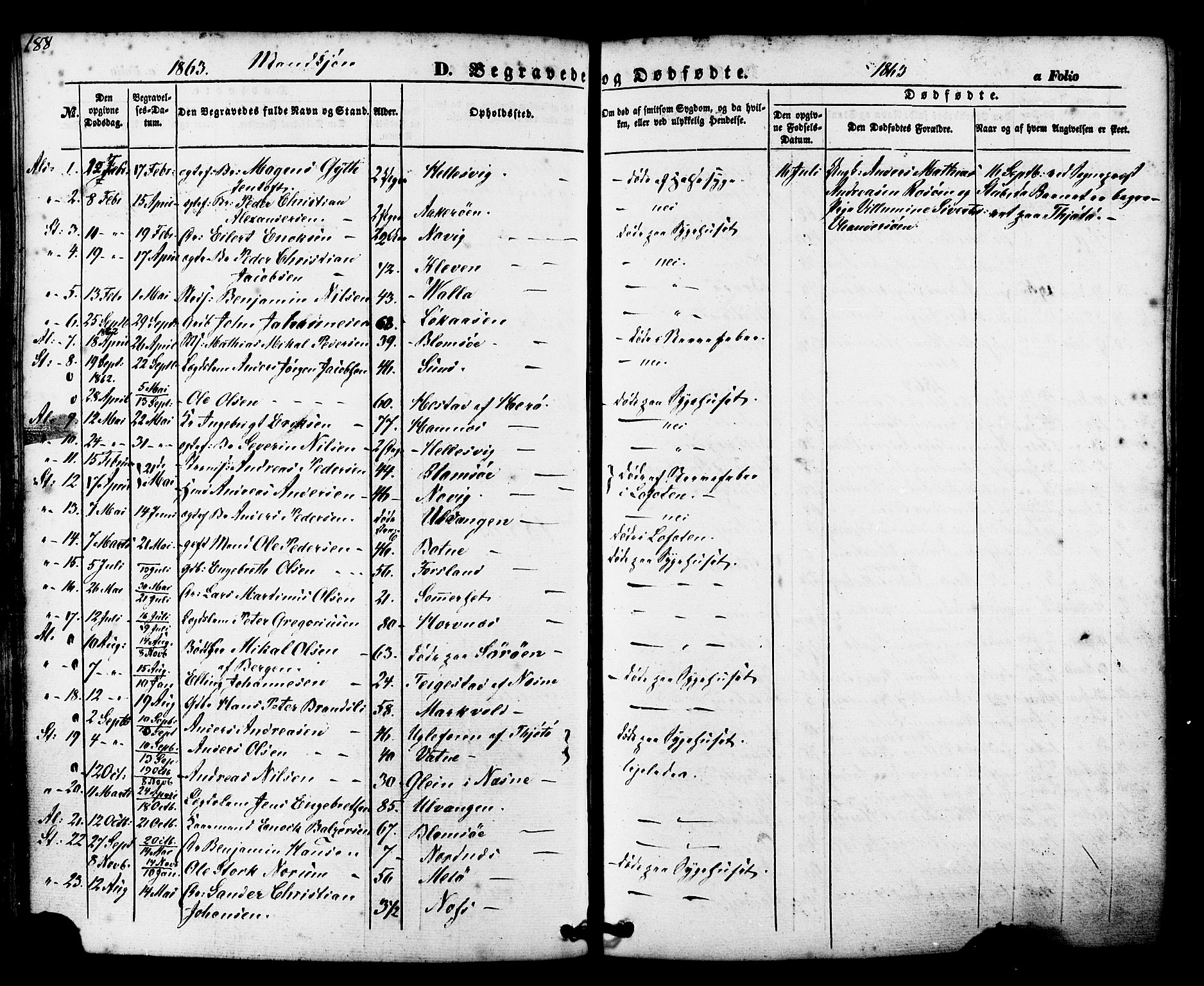 Ministerialprotokoller, klokkerbøker og fødselsregistre - Nordland, AV/SAT-A-1459/830/L0448: Parish register (official) no. 830A12, 1855-1878, p. 188