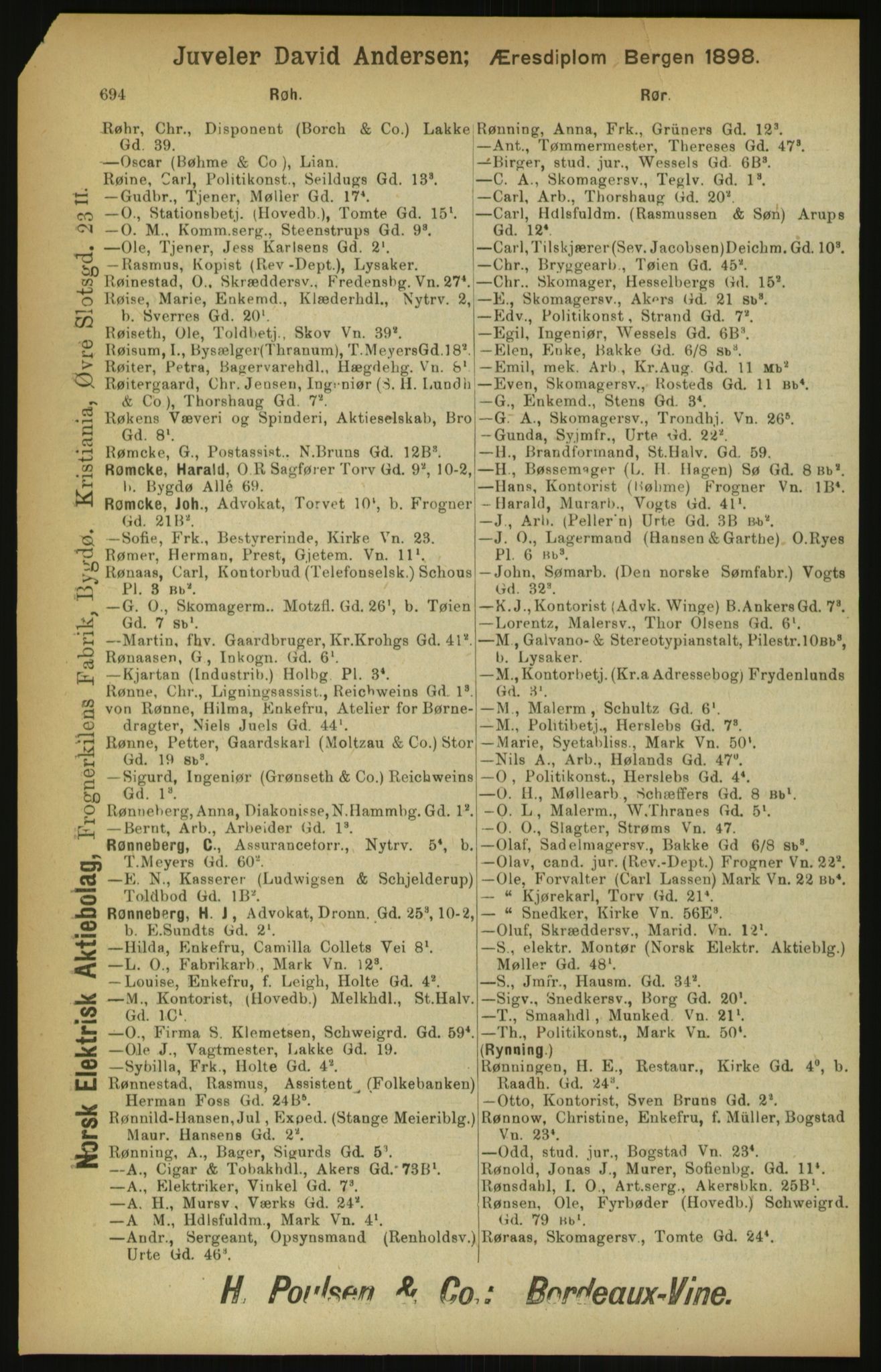 Kristiania/Oslo adressebok, PUBL/-, 1900, p. 694