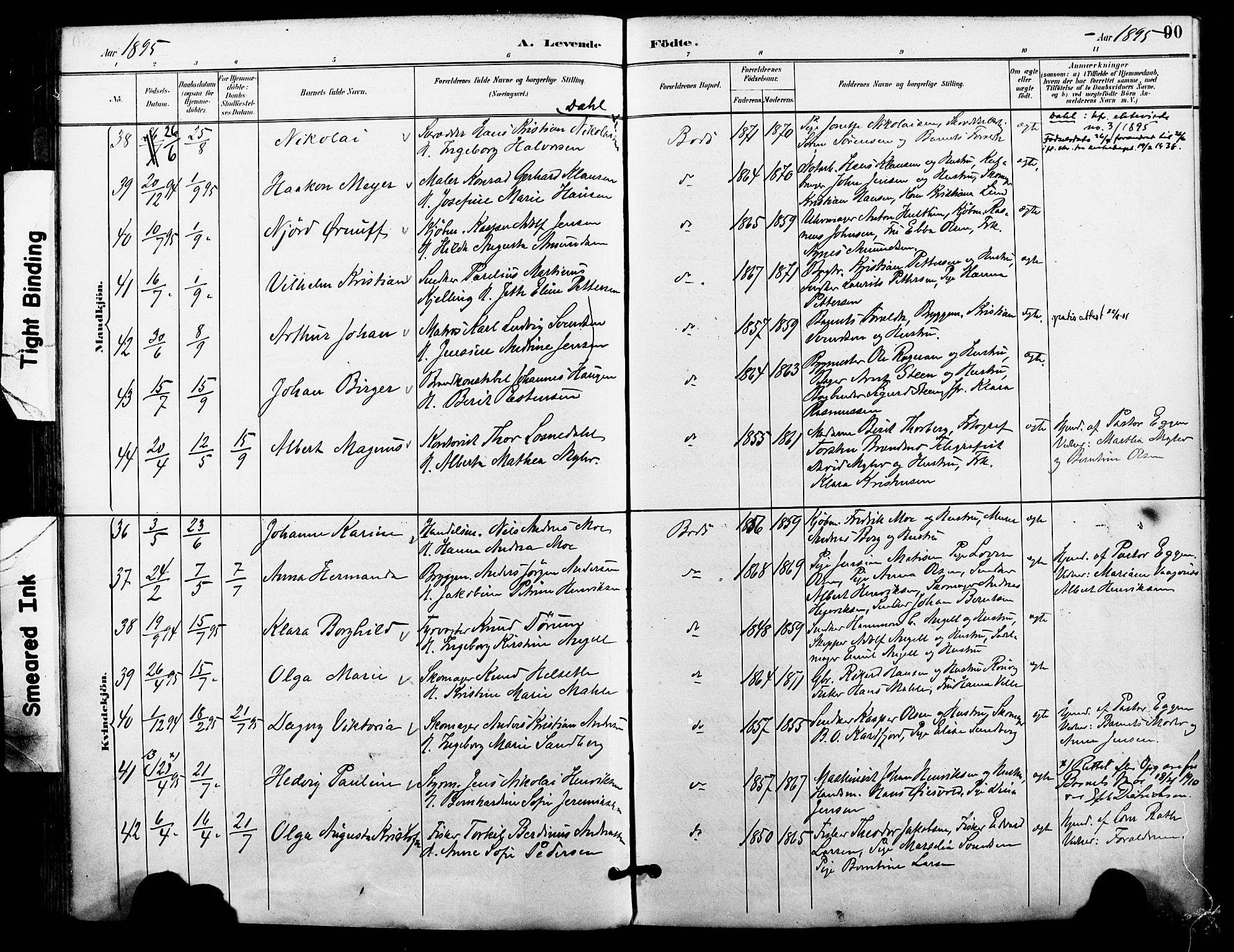 Ministerialprotokoller, klokkerbøker og fødselsregistre - Nordland, SAT/A-1459/801/L0010: Parish register (official) no. 801A10, 1888-1899, p. 90