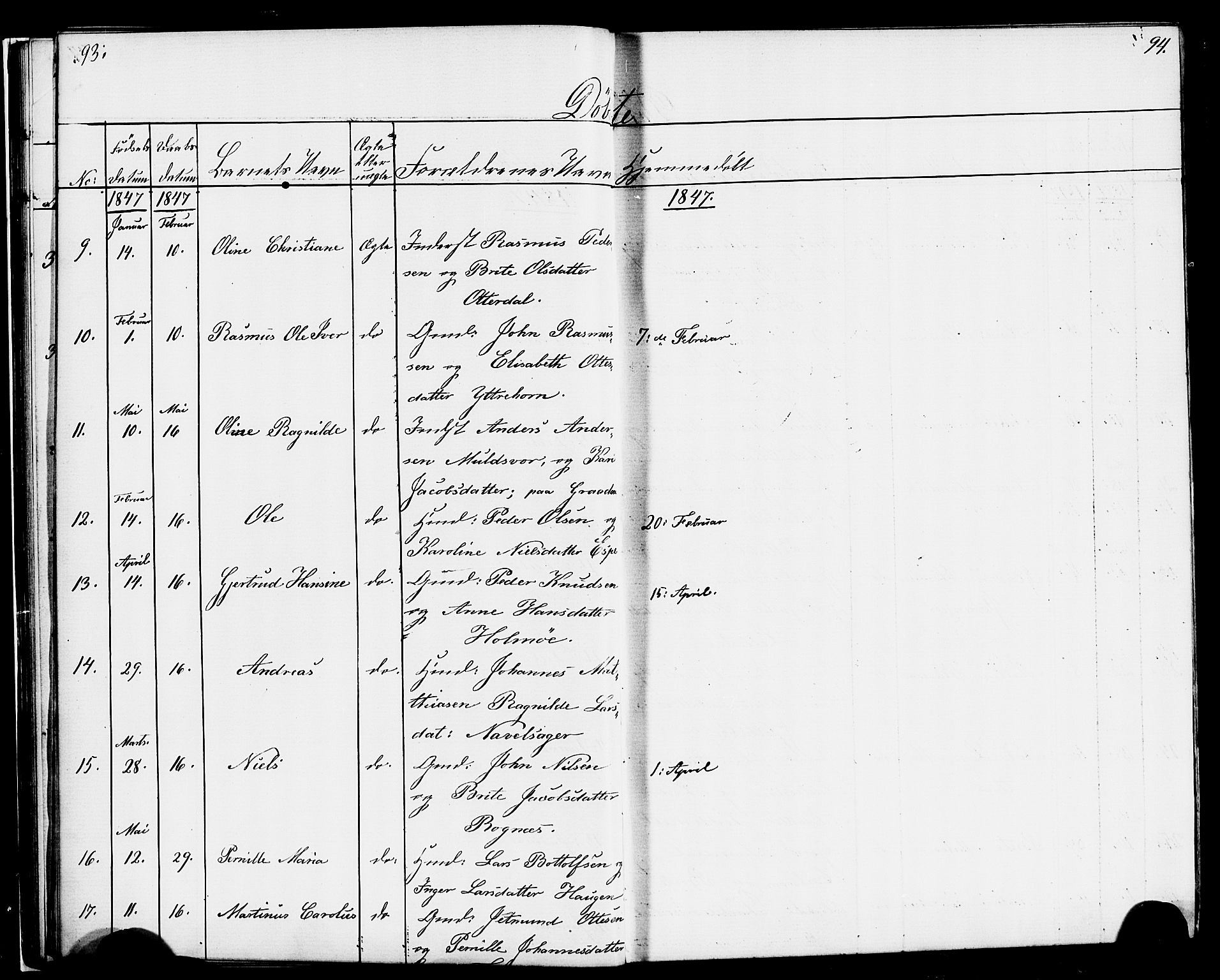 Hornindal sokneprestembete, AV/SAB-A-82401/H/Haa/Haaa/L0001: Parish register (official) no. A 1, 1837-1866, p. 94-95