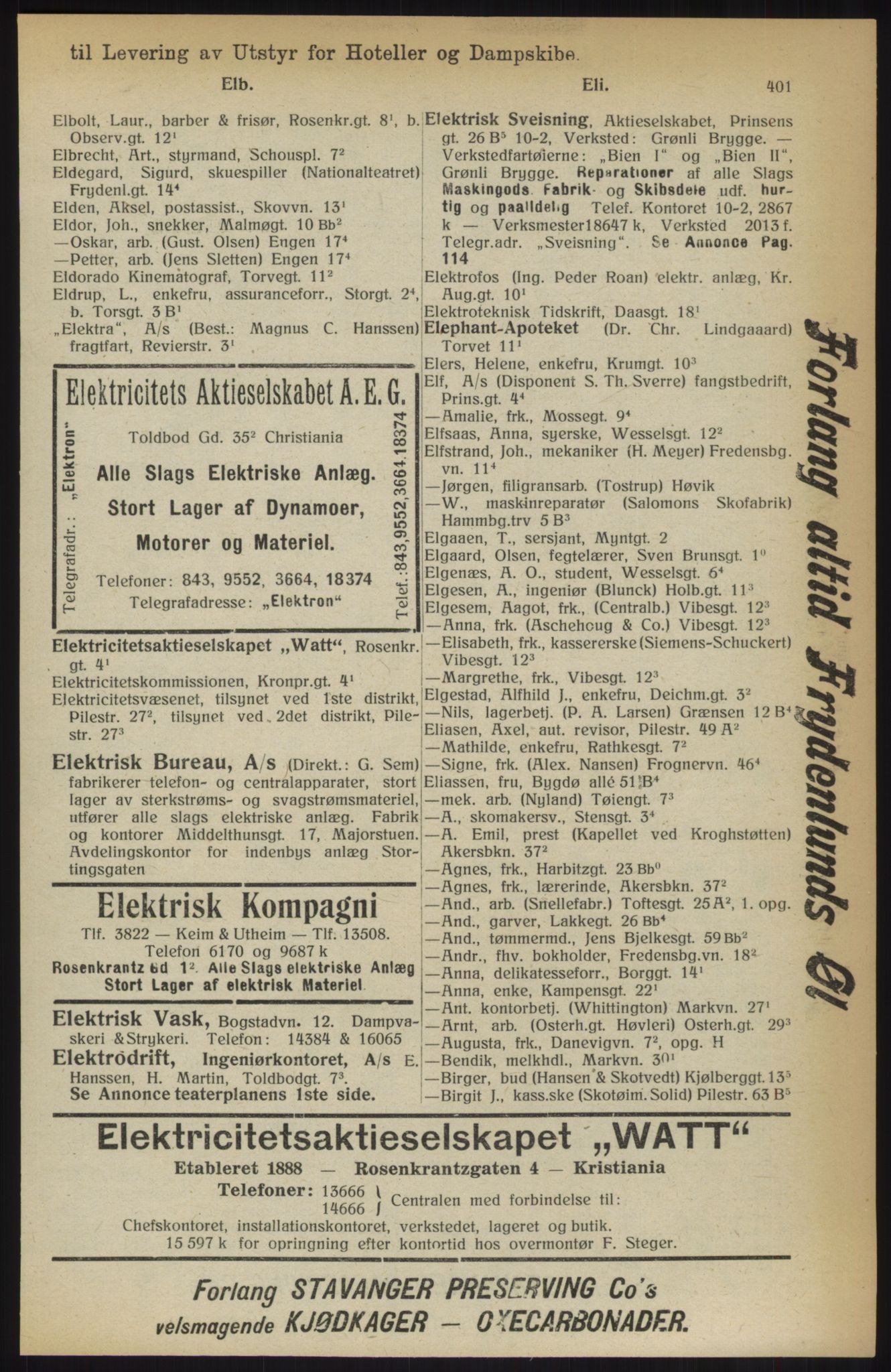 Kristiania/Oslo adressebok, PUBL/-, 1914, p. 401