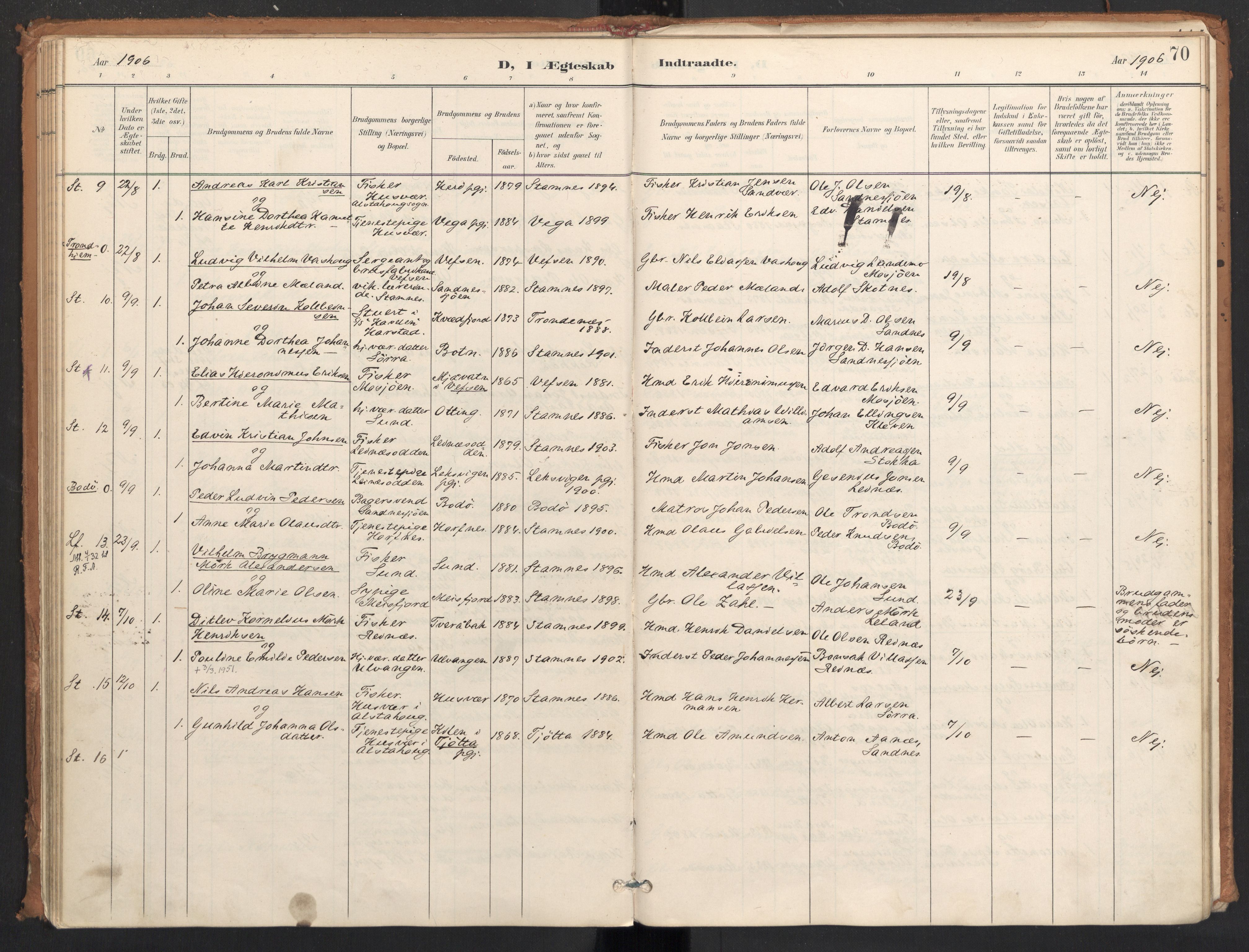 Ministerialprotokoller, klokkerbøker og fødselsregistre - Nordland, AV/SAT-A-1459/831/L0472: Parish register (official) no. 831A03, 1897-1912, p. 70