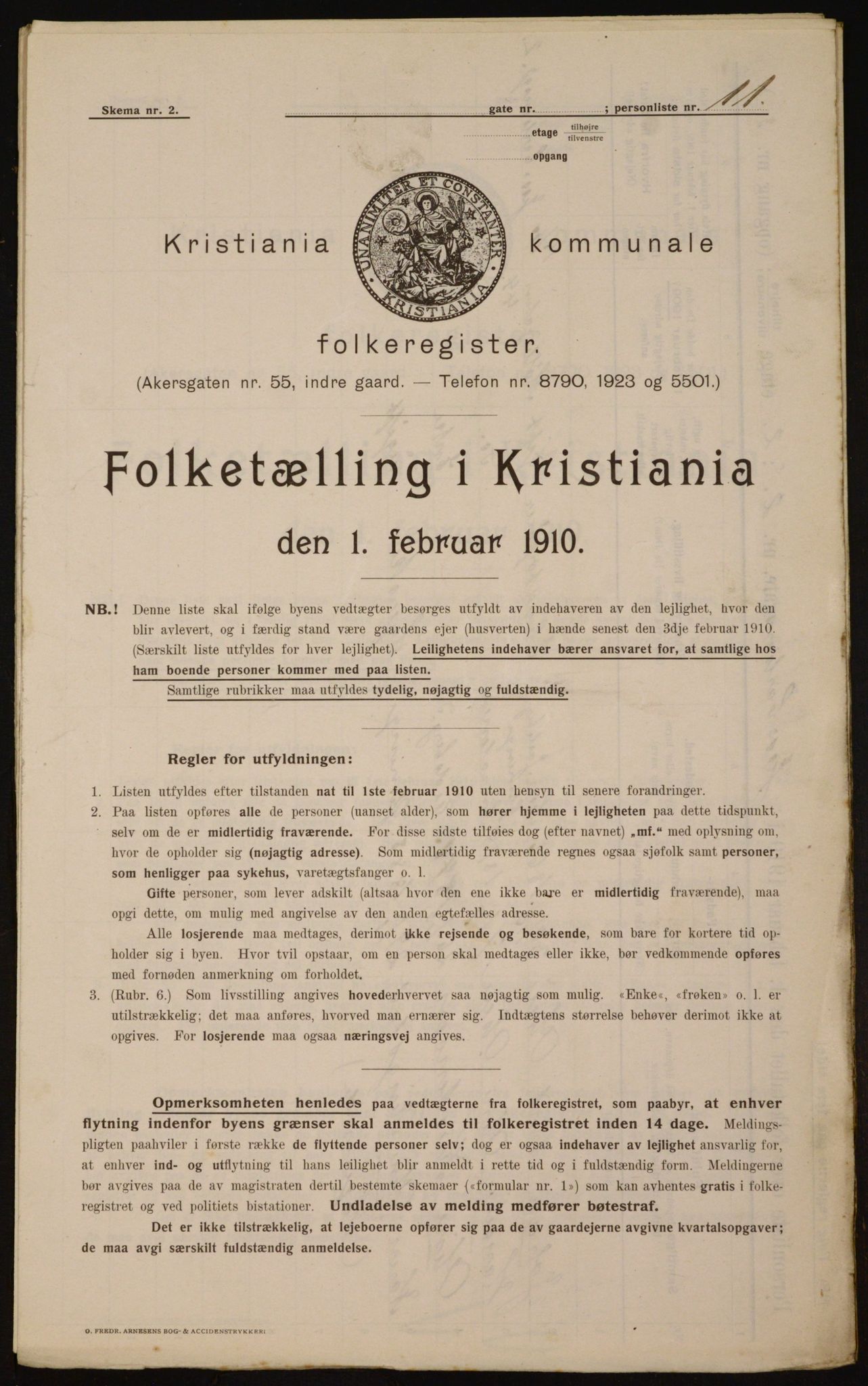 OBA, Municipal Census 1910 for Kristiania, 1910, p. 45657