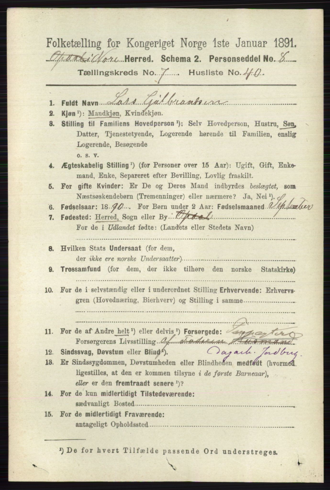 RA, 1891 census for 0633 Nore, 1891, p. 2784