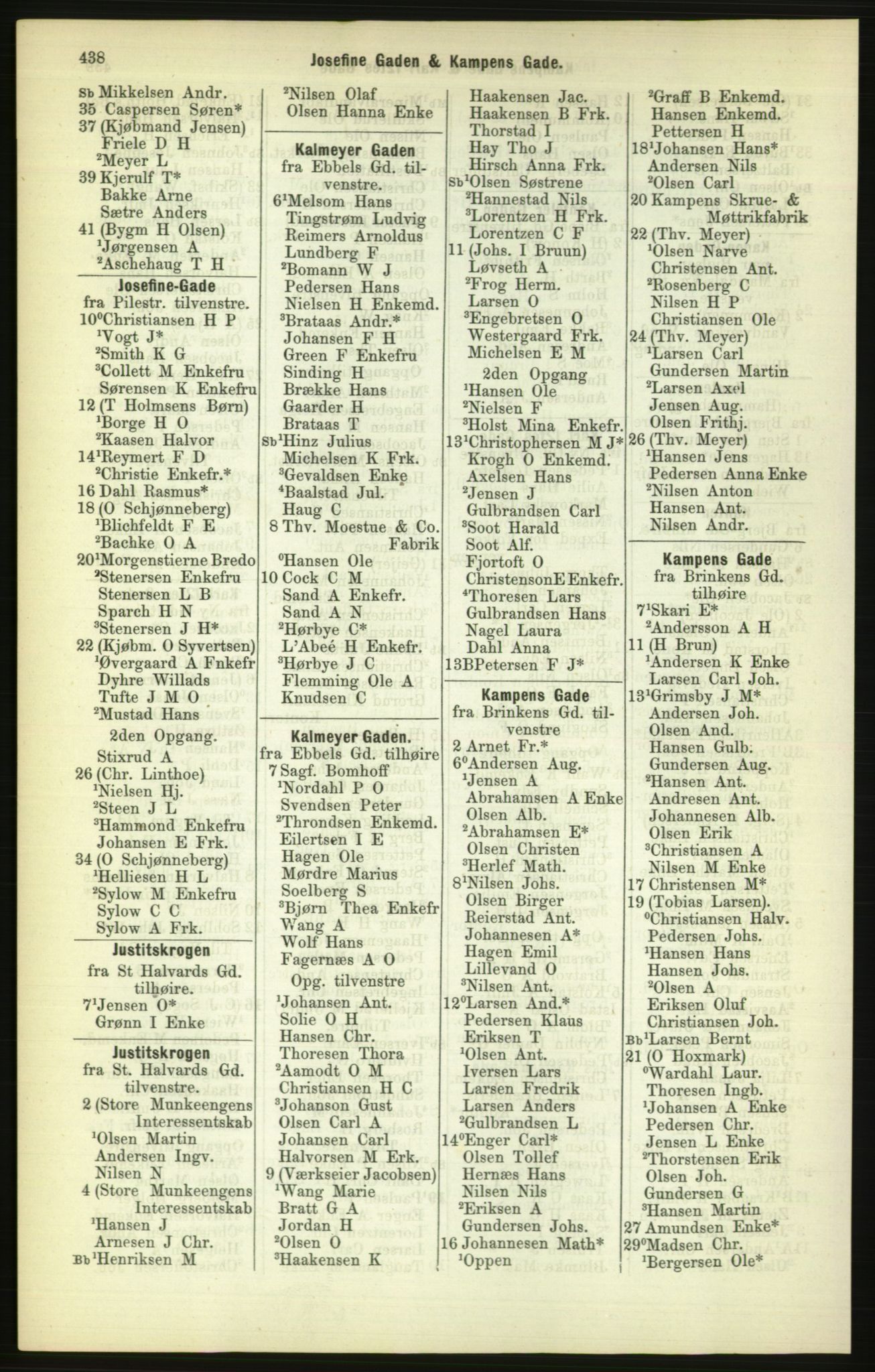 Kristiania/Oslo adressebok, PUBL/-, 1886, p. 438