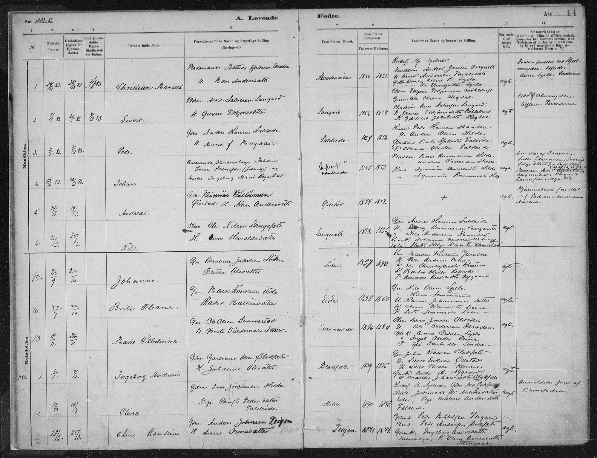 Innvik sokneprestembete, AV/SAB-A-80501: Parish register (official) no. B  1, 1879-1902, p. 14