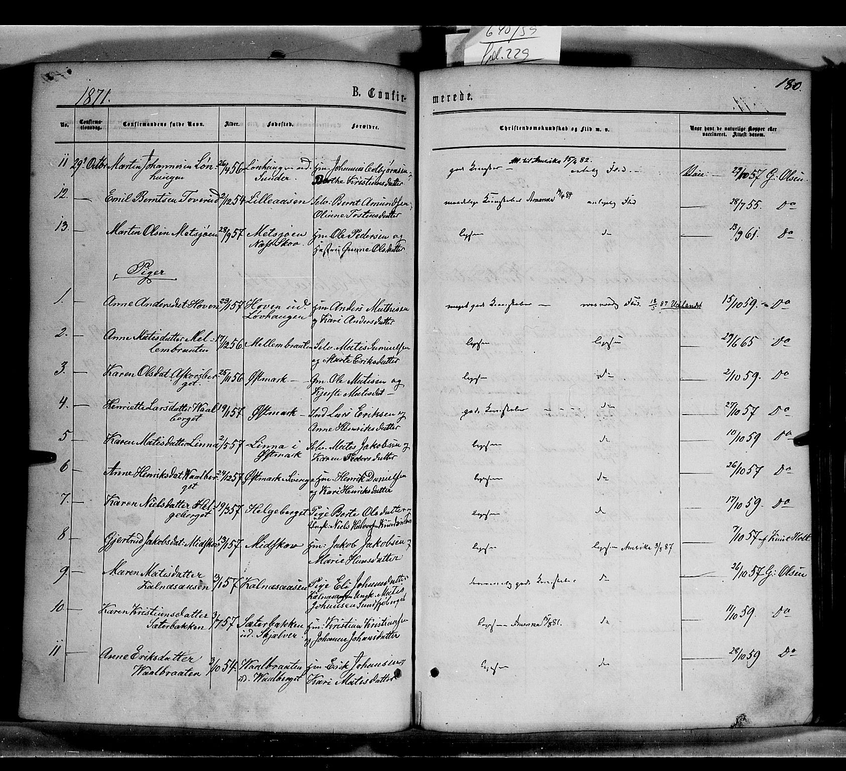 Grue prestekontor, AV/SAH-PREST-036/H/Ha/Haa/L0010: Parish register (official) no. 10, 1864-1873, p. 180