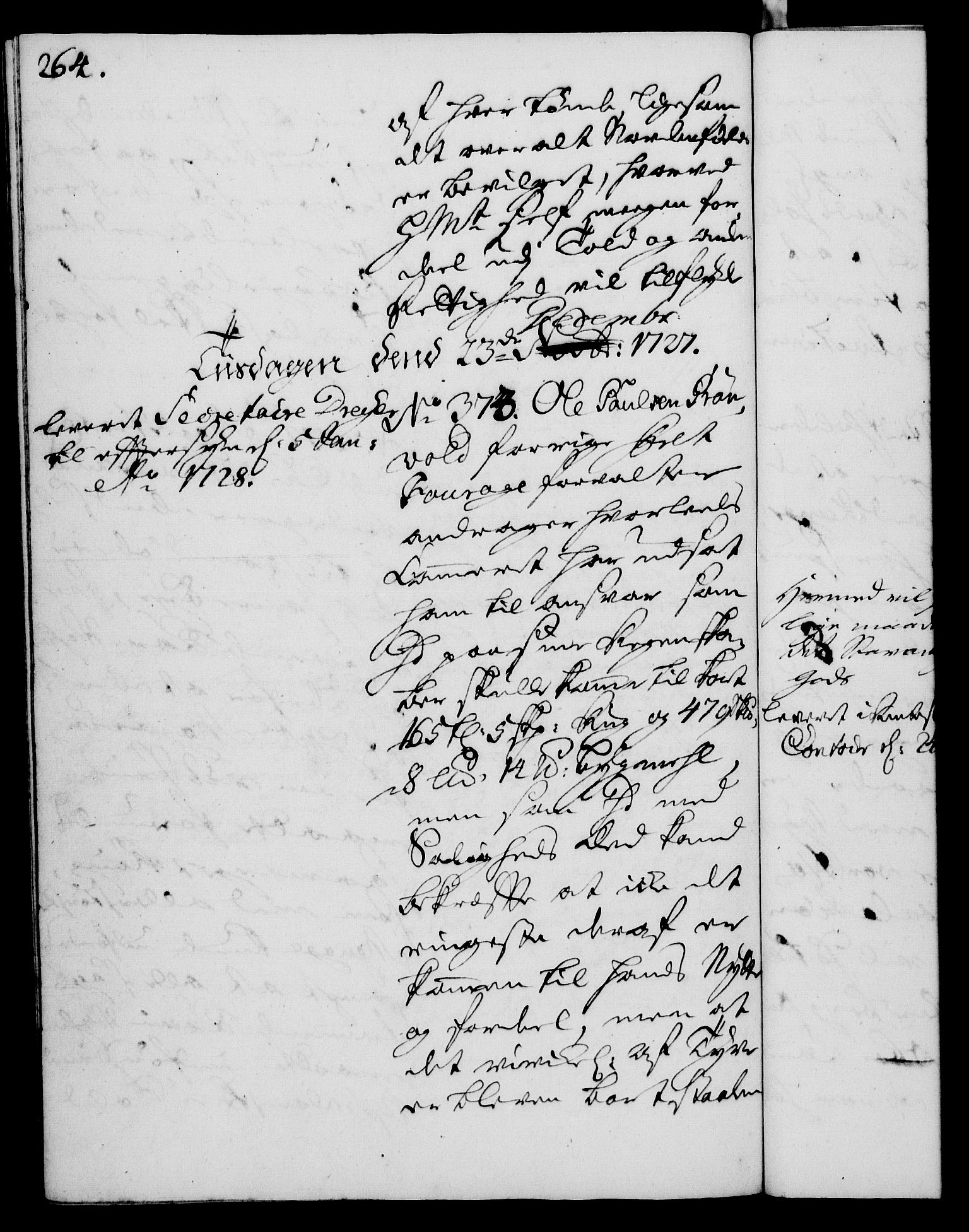 Rentekammeret, Kammerkanselliet, RA/EA-3111/G/Gh/Gha/L0009: Norsk ekstraktmemorialprotokoll (merket RK 53.54), 1726-1728, p. 264