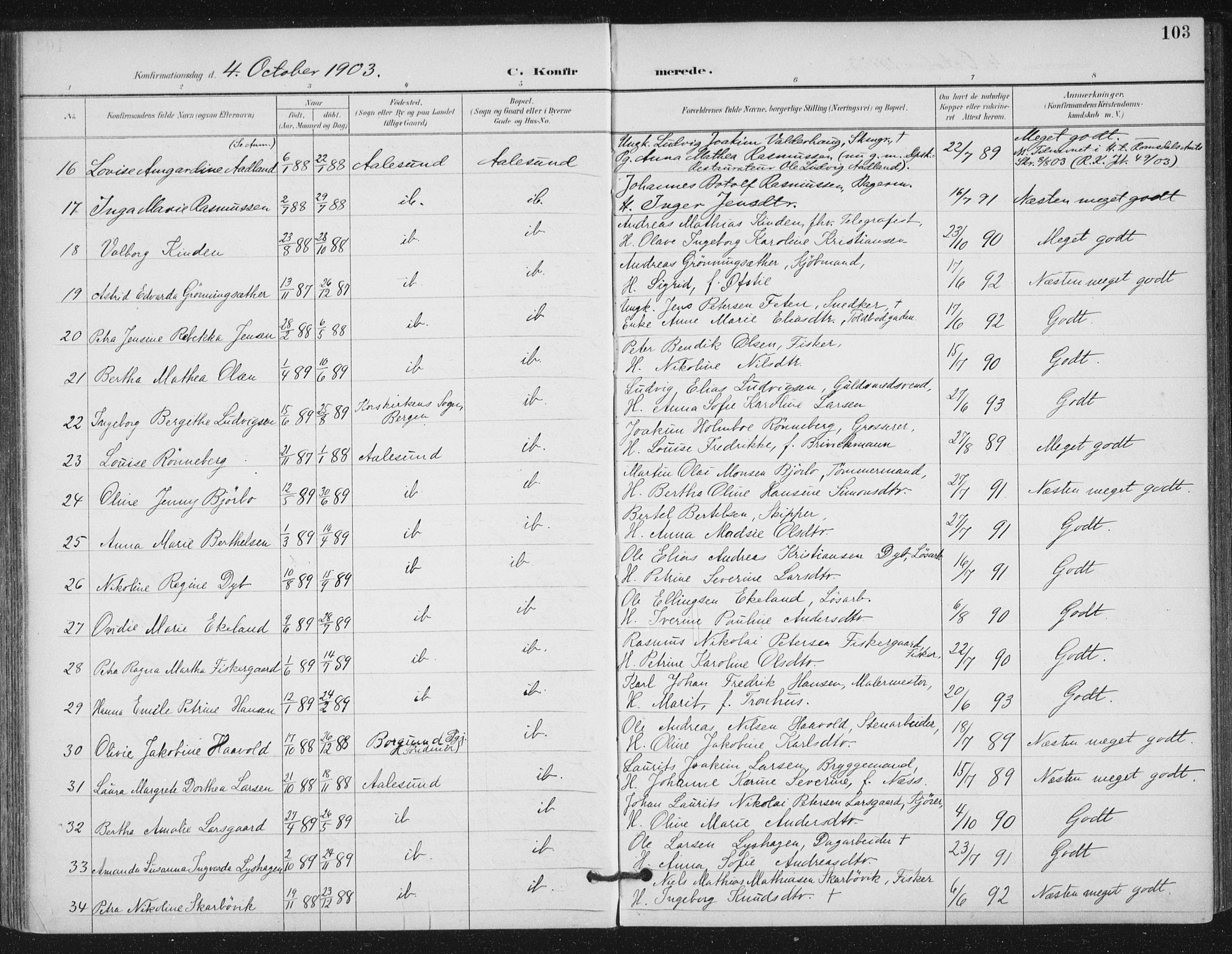 Ministerialprotokoller, klokkerbøker og fødselsregistre - Møre og Romsdal, AV/SAT-A-1454/529/L0457: Parish register (official) no. 529A07, 1894-1903, p. 103