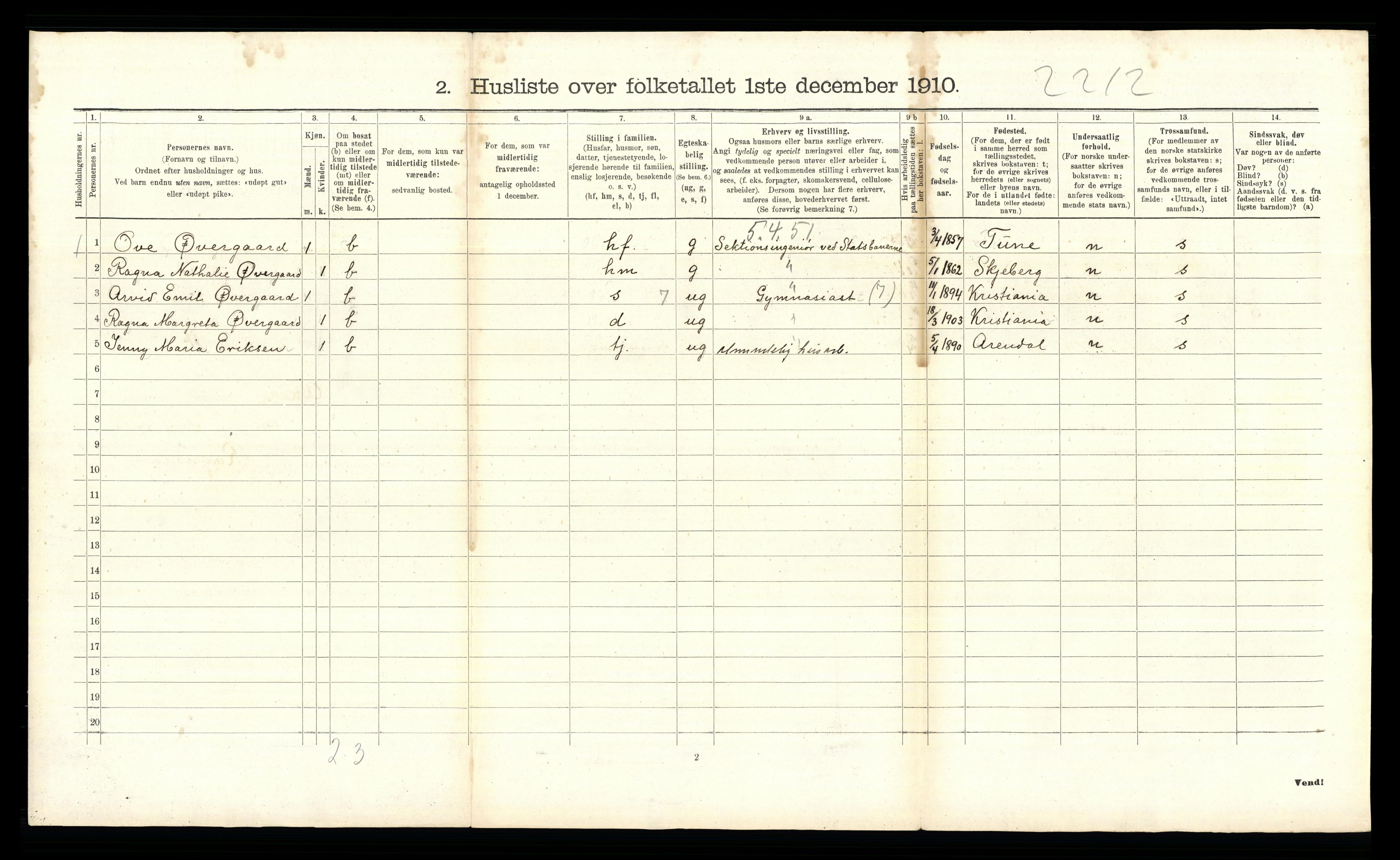 RA, 1910 census for Aker, 1910, p. 3916