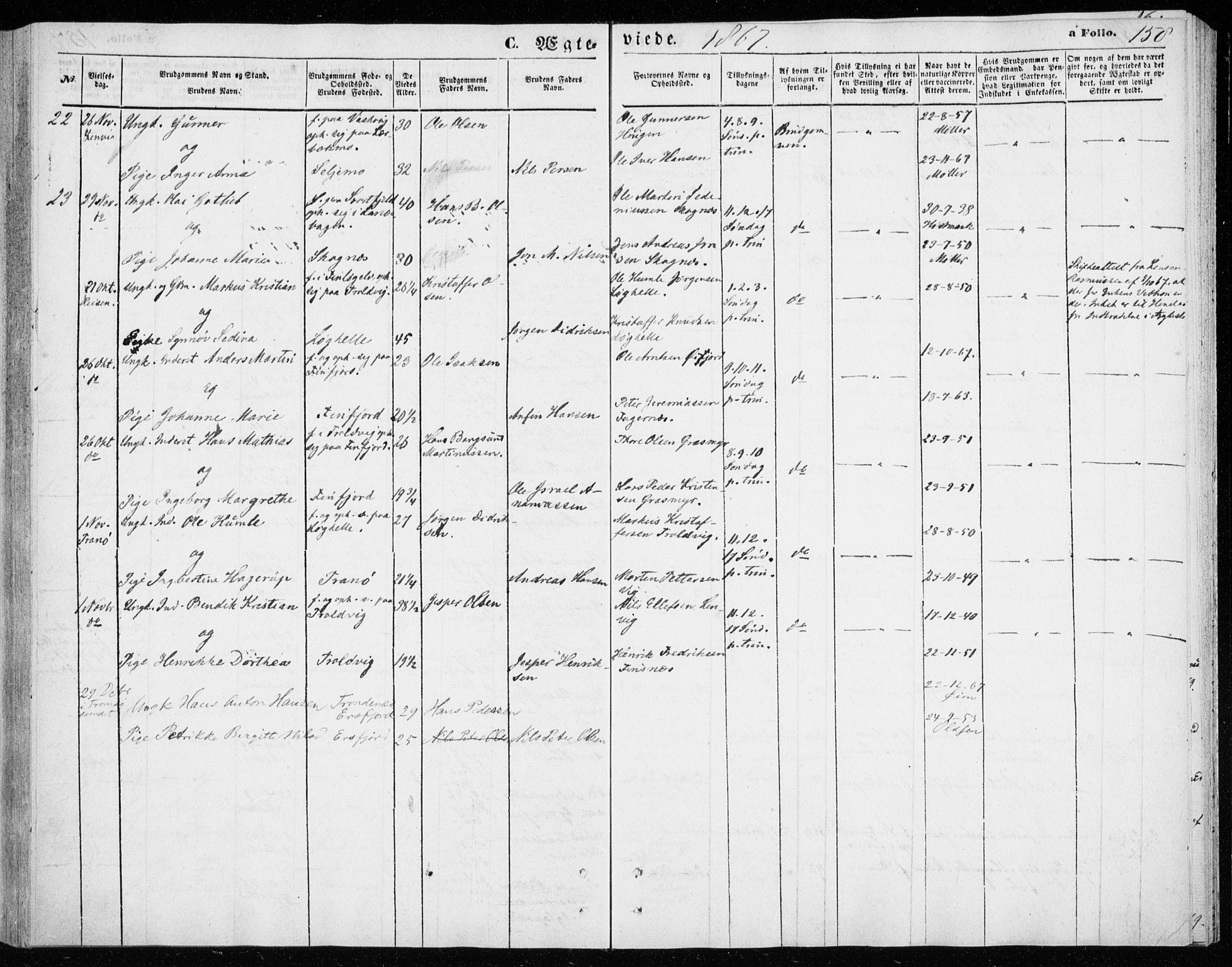 Lenvik sokneprestembete, SATØ/S-1310/H/Ha/Haa/L0009kirke: Parish register (official) no. 9, 1866-1873, p. 158