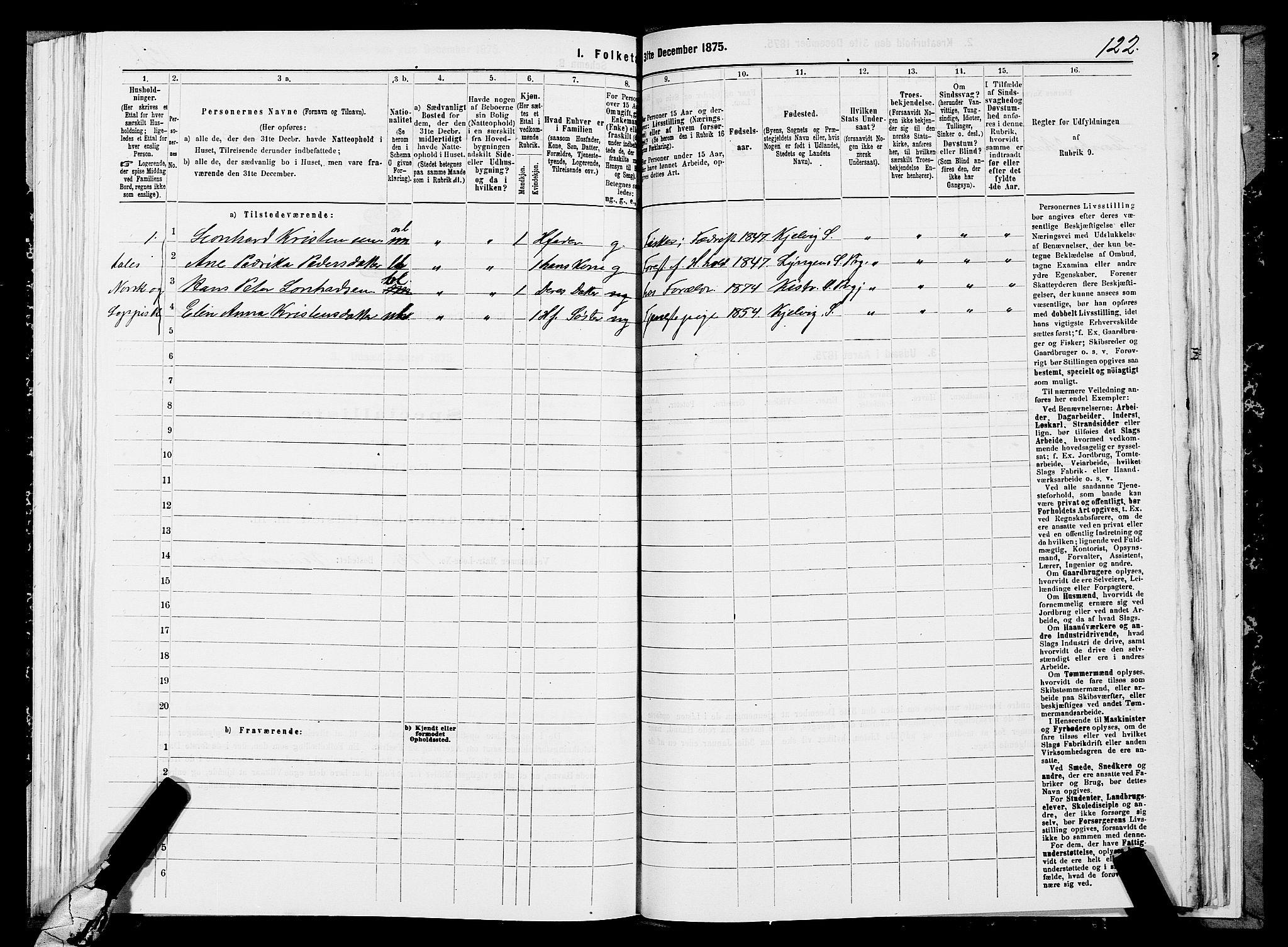 SATØ, 1875 census for 2020P Kistrand, 1875, p. 2122