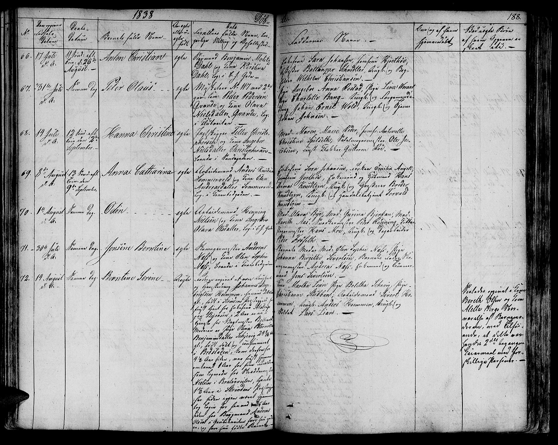 Ministerialprotokoller, klokkerbøker og fødselsregistre - Sør-Trøndelag, AV/SAT-A-1456/602/L0108: Parish register (official) no. 602A06, 1821-1839, p. 188