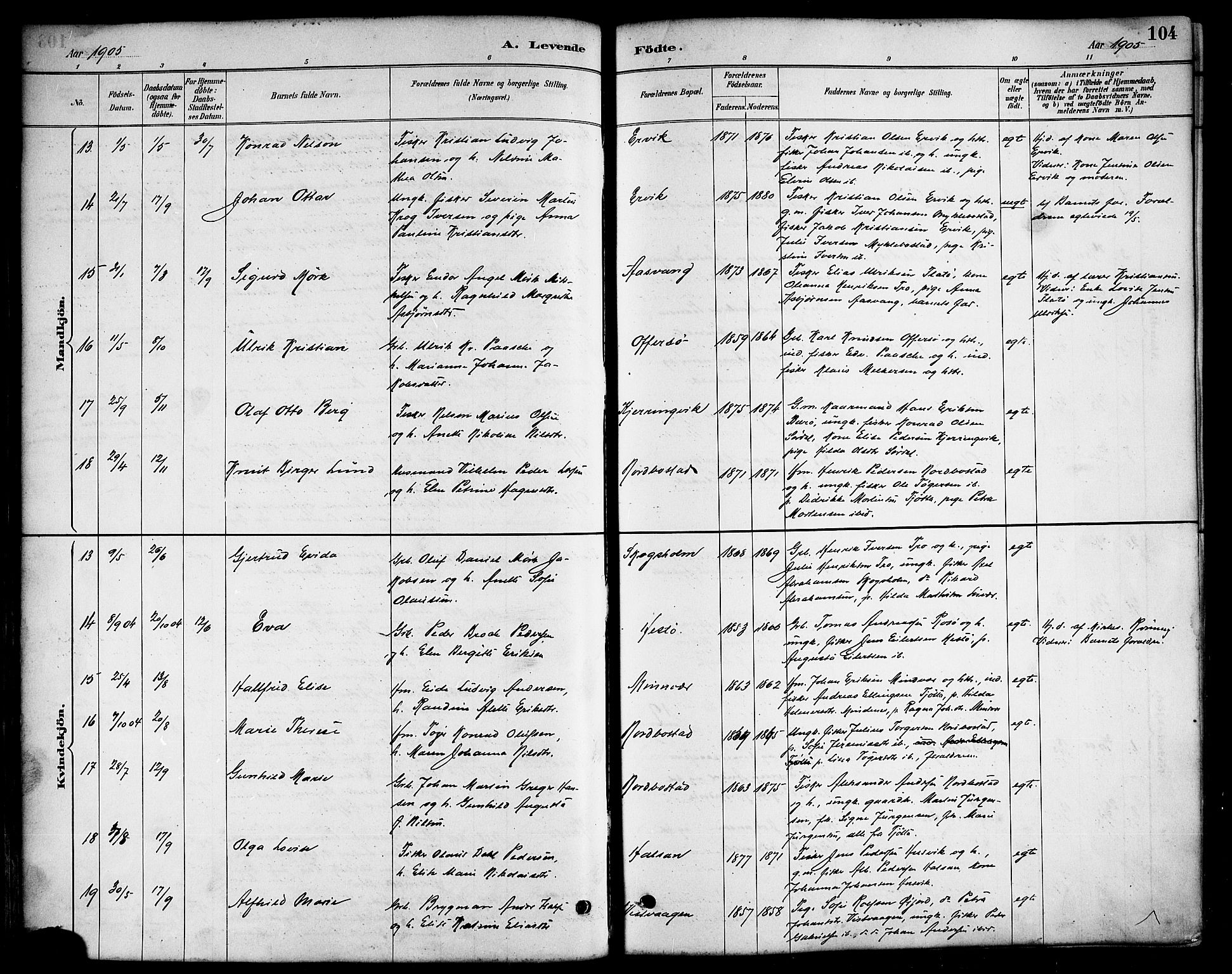 Ministerialprotokoller, klokkerbøker og fødselsregistre - Nordland, SAT/A-1459/817/L0268: Parish register (copy) no. 817C03, 1884-1920, p. 104