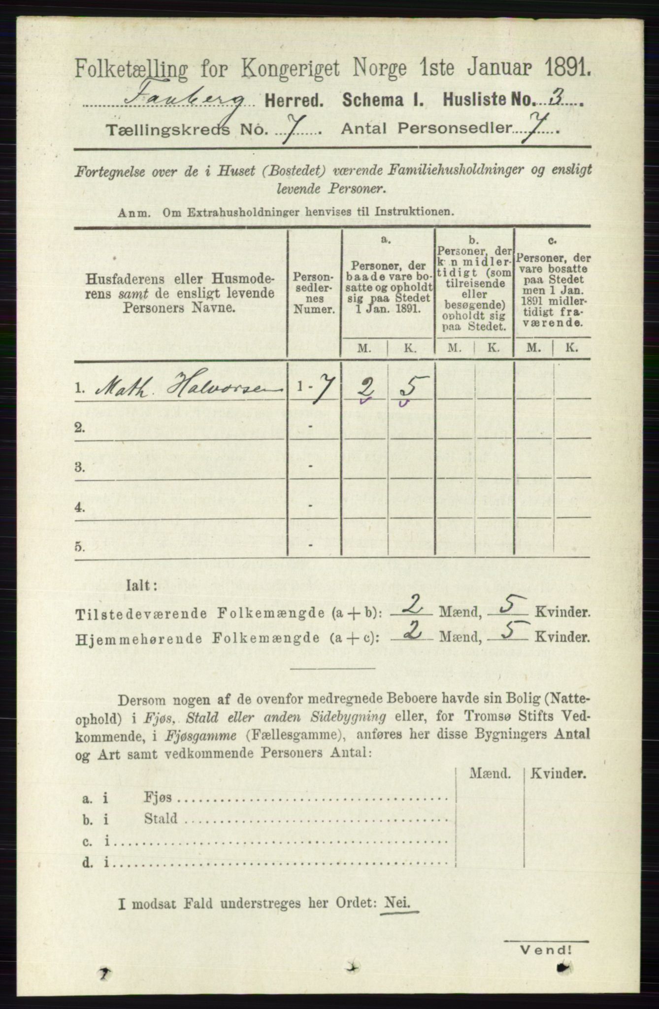 RA, 1891 census for 0524 Fåberg, 1891, p. 2685