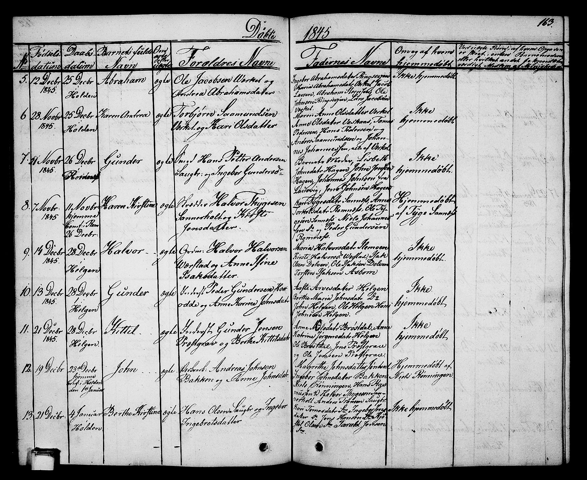 Holla kirkebøker, SAKO/A-272/G/Ga/L0002: Parish register (copy) no. I 2, 1830-1848, p. 163