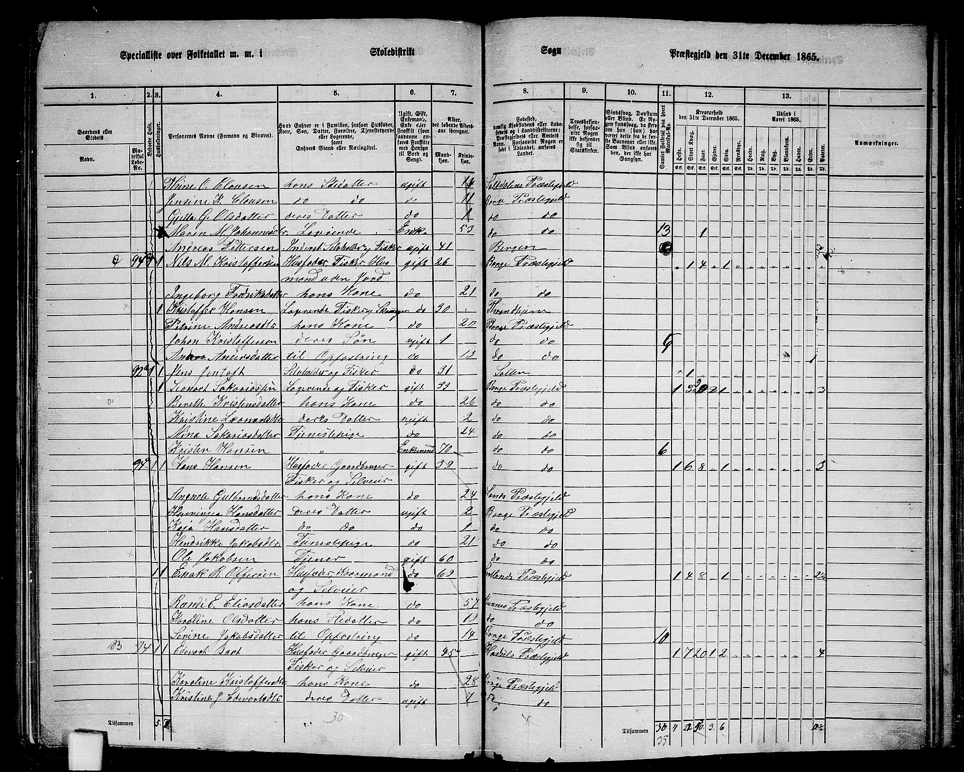 RA, 1865 census for Borge, 1865, p. 54