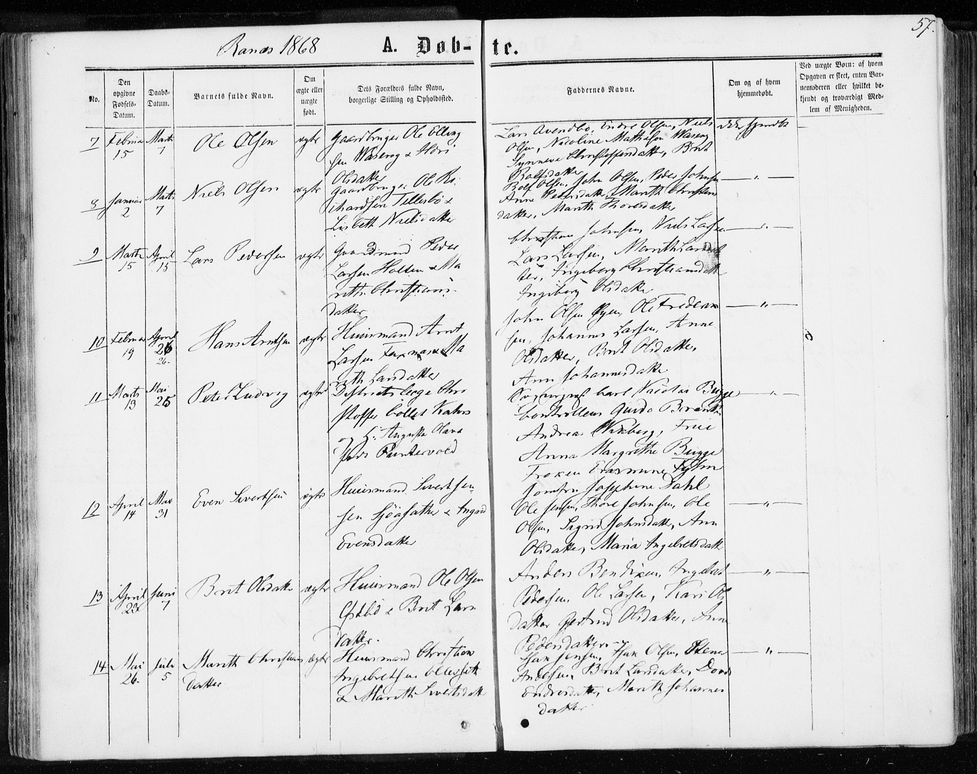 Ministerialprotokoller, klokkerbøker og fødselsregistre - Møre og Romsdal, SAT/A-1454/595/L1045: Parish register (official) no. 595A07, 1863-1873, p. 57