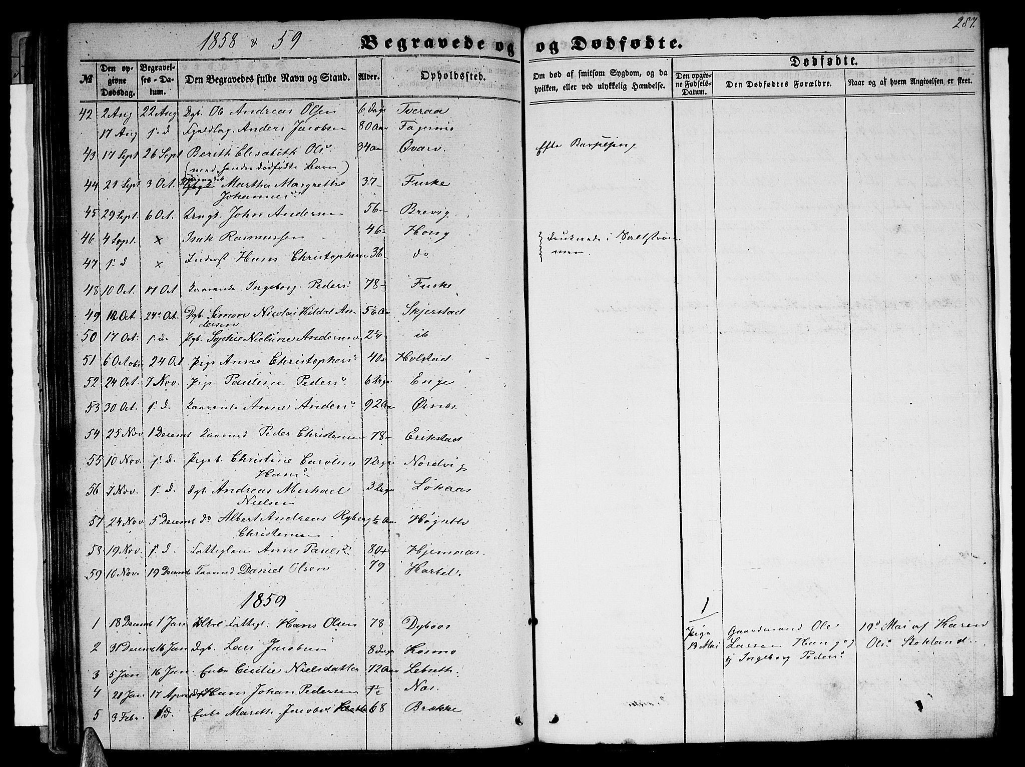 Ministerialprotokoller, klokkerbøker og fødselsregistre - Nordland, AV/SAT-A-1459/852/L0753: Parish register (copy) no. 852C04, 1856-1877, p. 287