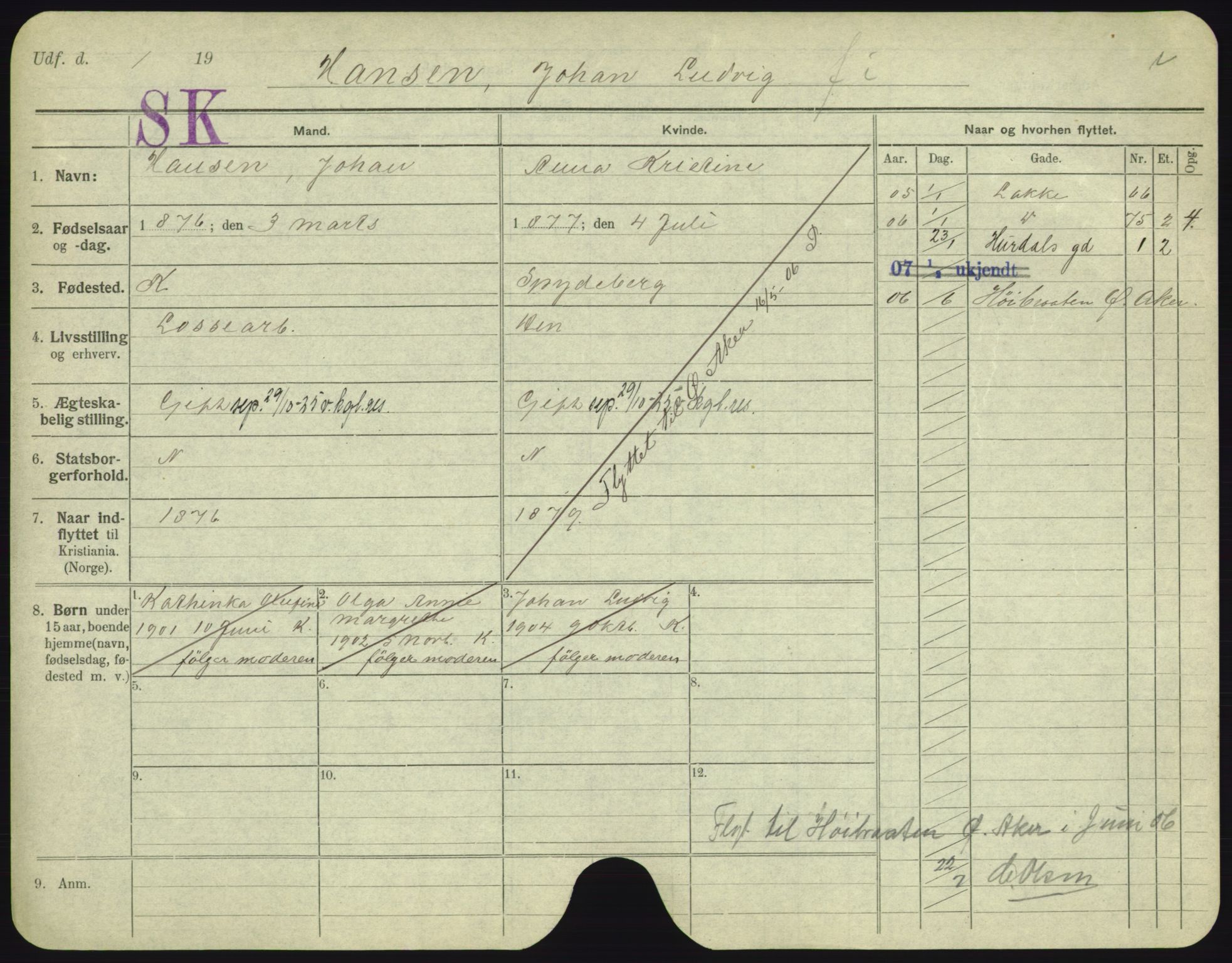 Oslo folkeregister, Registerkort, SAO/A-11715/F/Fa/Fac/L0004: Menn, 1906-1914, p. 151a