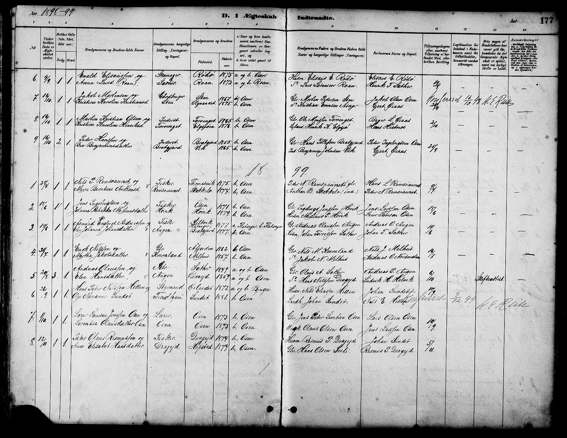 Ministerialprotokoller, klokkerbøker og fødselsregistre - Sør-Trøndelag, SAT/A-1456/658/L0726: Parish register (copy) no. 658C02, 1883-1908, p. 177