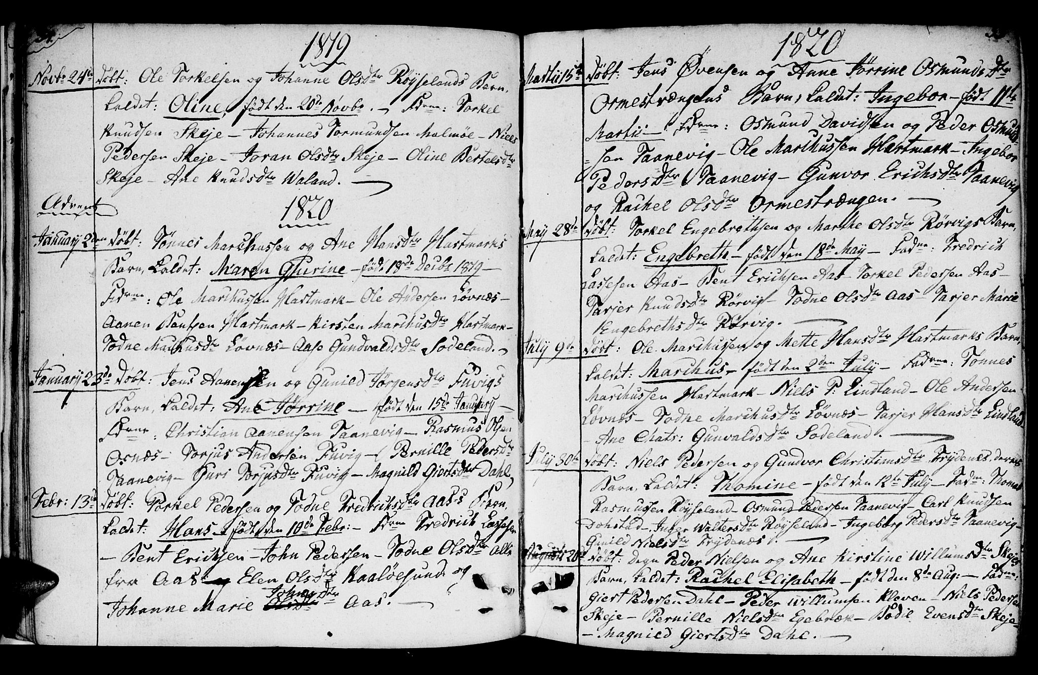 Mandal sokneprestkontor, SAK/1111-0030/F/Fb/Fbb/L0001: Parish register (copy) no. B 1, 1802-1846, p. 34-35