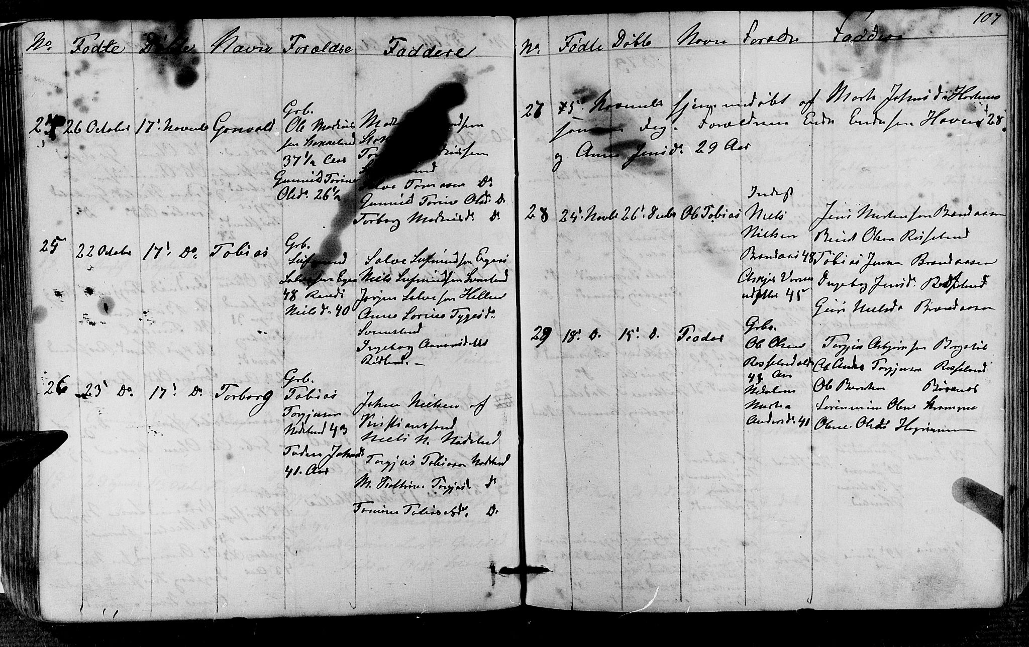 Søgne sokneprestkontor, AV/SAK-1111-0037/F/Fb/Fba/L0002: Parish register (copy) no. B 2, 1848-1873, p. 107