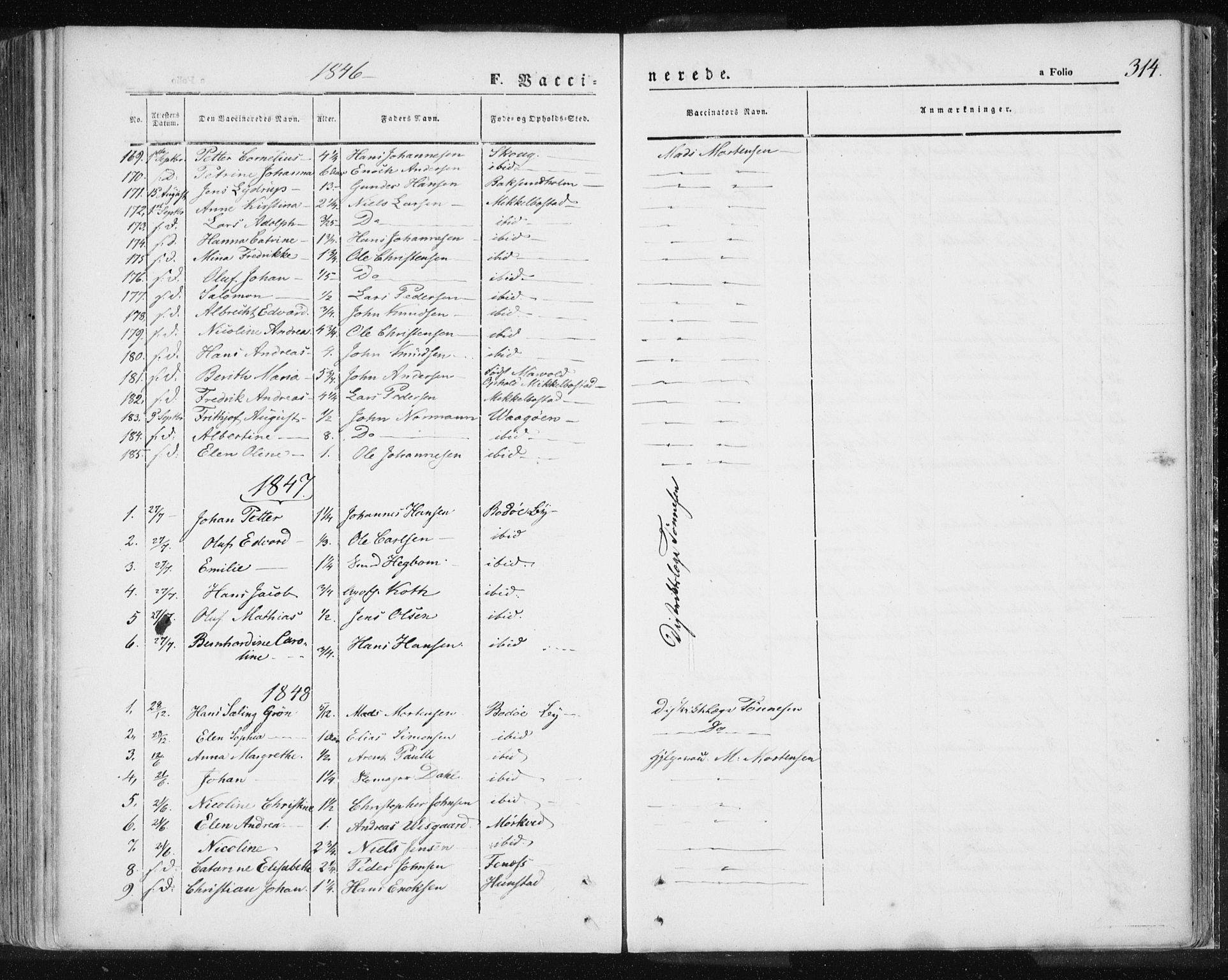 Ministerialprotokoller, klokkerbøker og fødselsregistre - Nordland, SAT/A-1459/801/L0007: Parish register (official) no. 801A07, 1845-1863, p. 314