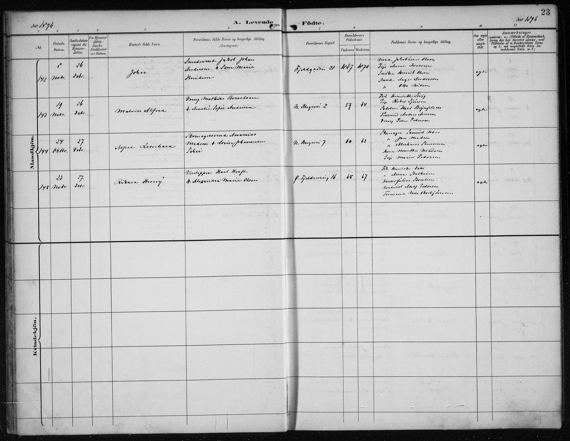 Korskirken sokneprestembete, AV/SAB-A-76101/H/Hab: Parish register (copy) no. B 10, 1896-1905, p. 23