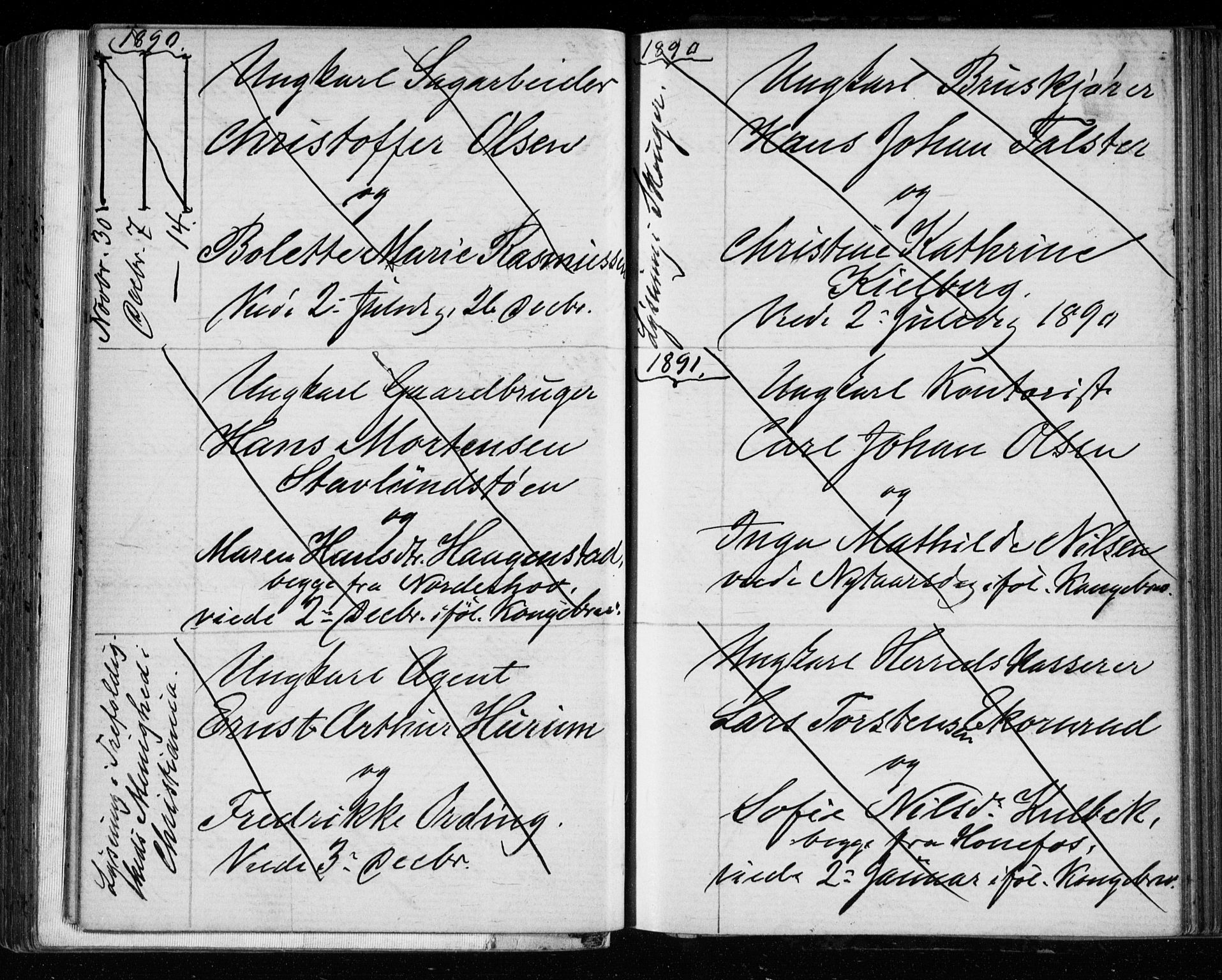 Bragernes kirkebøker, SAKO/A-6/H/Ha/L0006: Banns register no. 6, 1873-1896