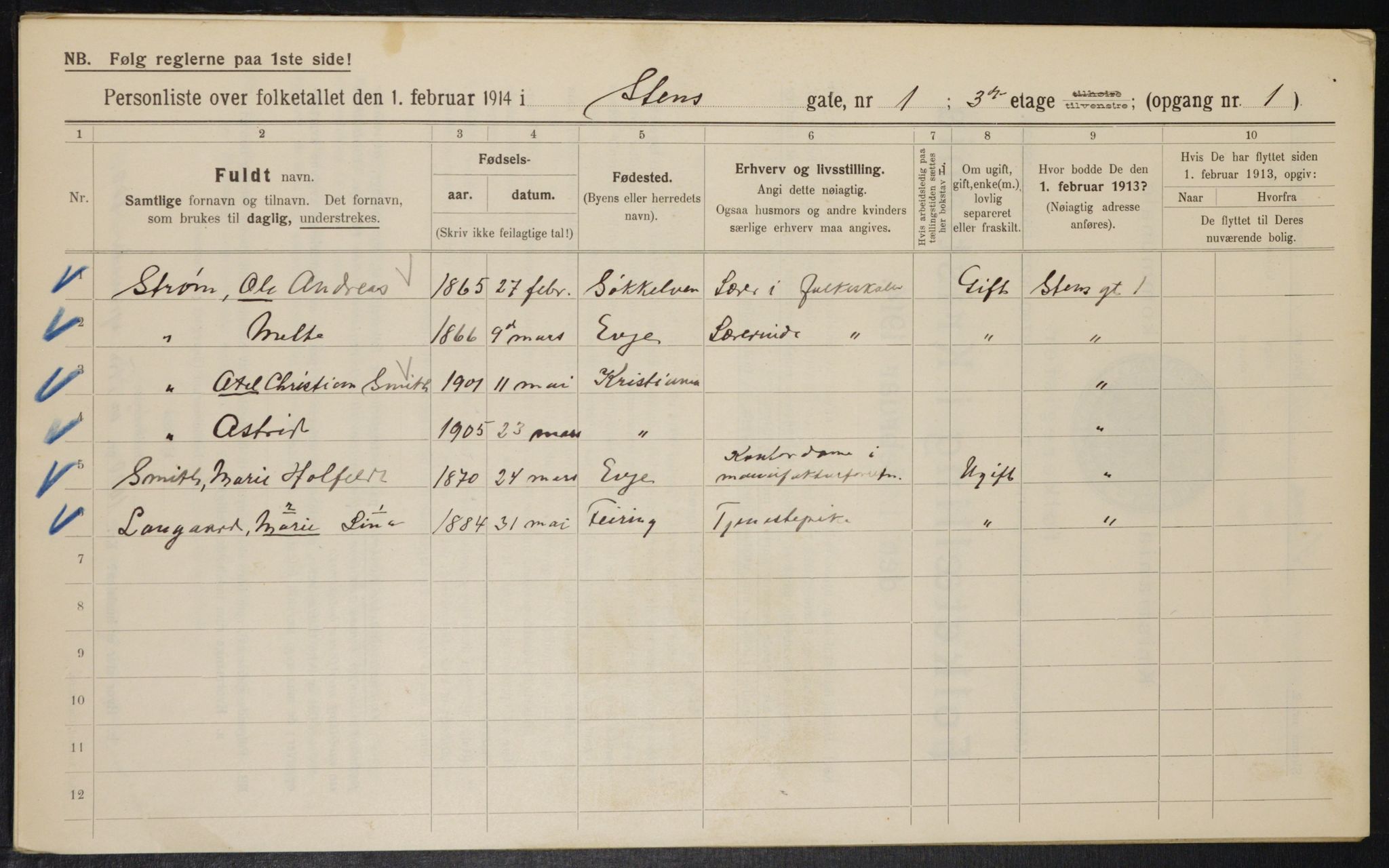 OBA, Municipal Census 1914 for Kristiania, 1914, p. 101762