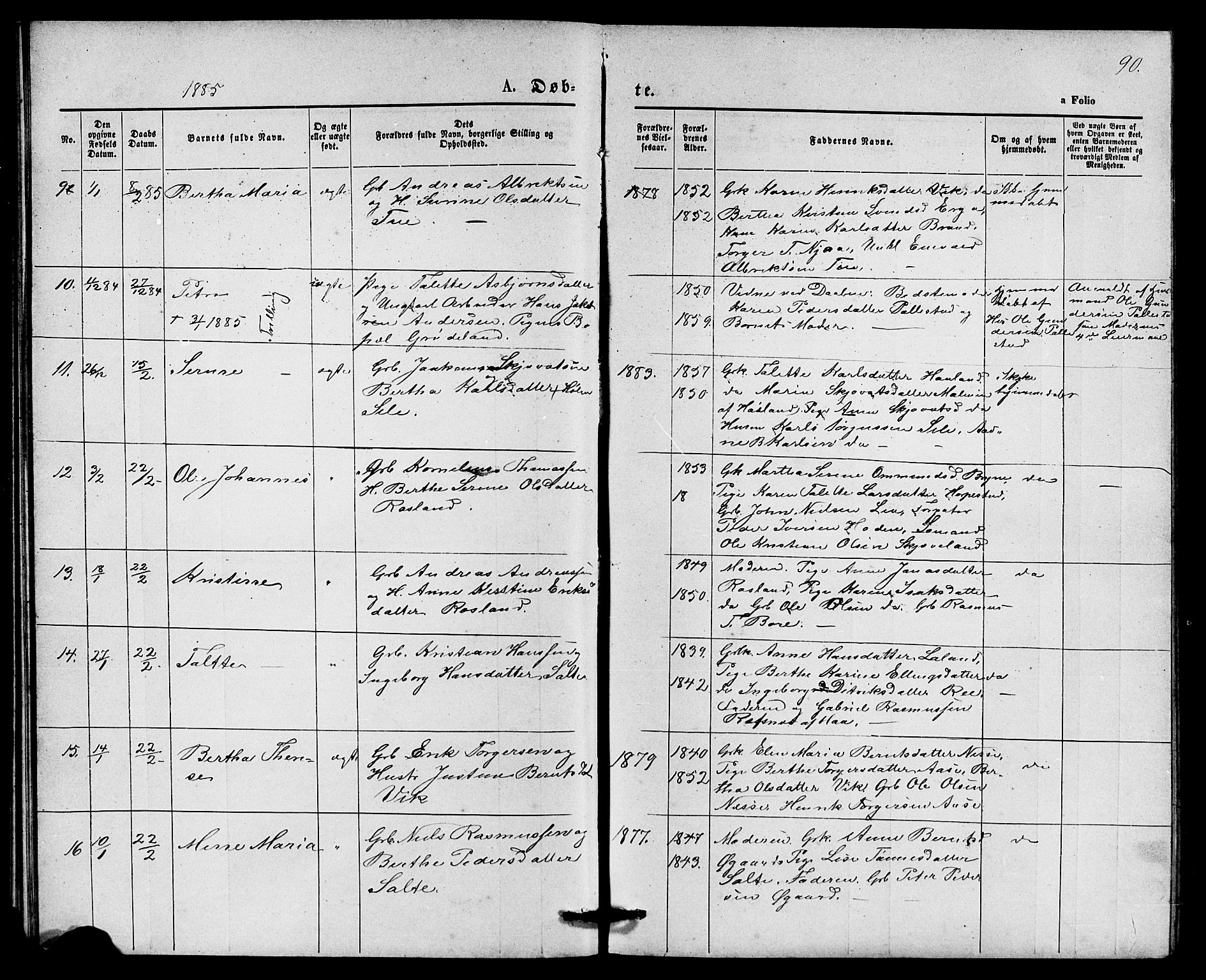 Klepp sokneprestkontor, AV/SAST-A-101803/001/3/30BB/L0003: Parish register (copy) no. B 3, 1876-1888, p. 90