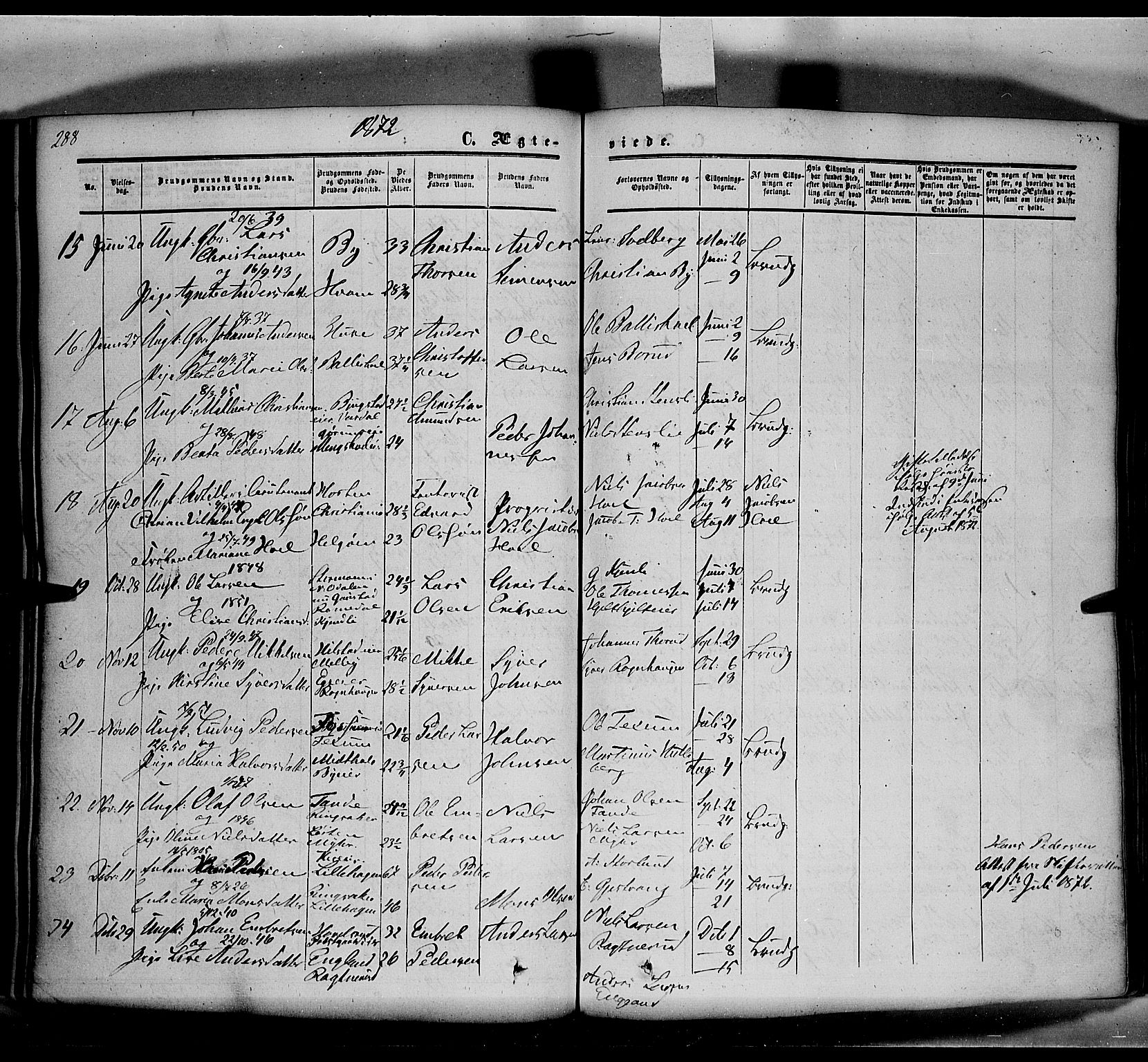 Nes prestekontor, Hedmark, AV/SAH-PREST-020/K/Ka/L0004: Parish register (official) no. 4, 1852-1886, p. 288