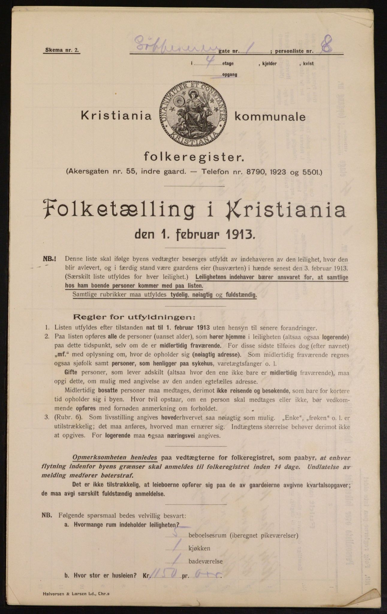 OBA, Municipal Census 1913 for Kristiania, 1913, p. 58429