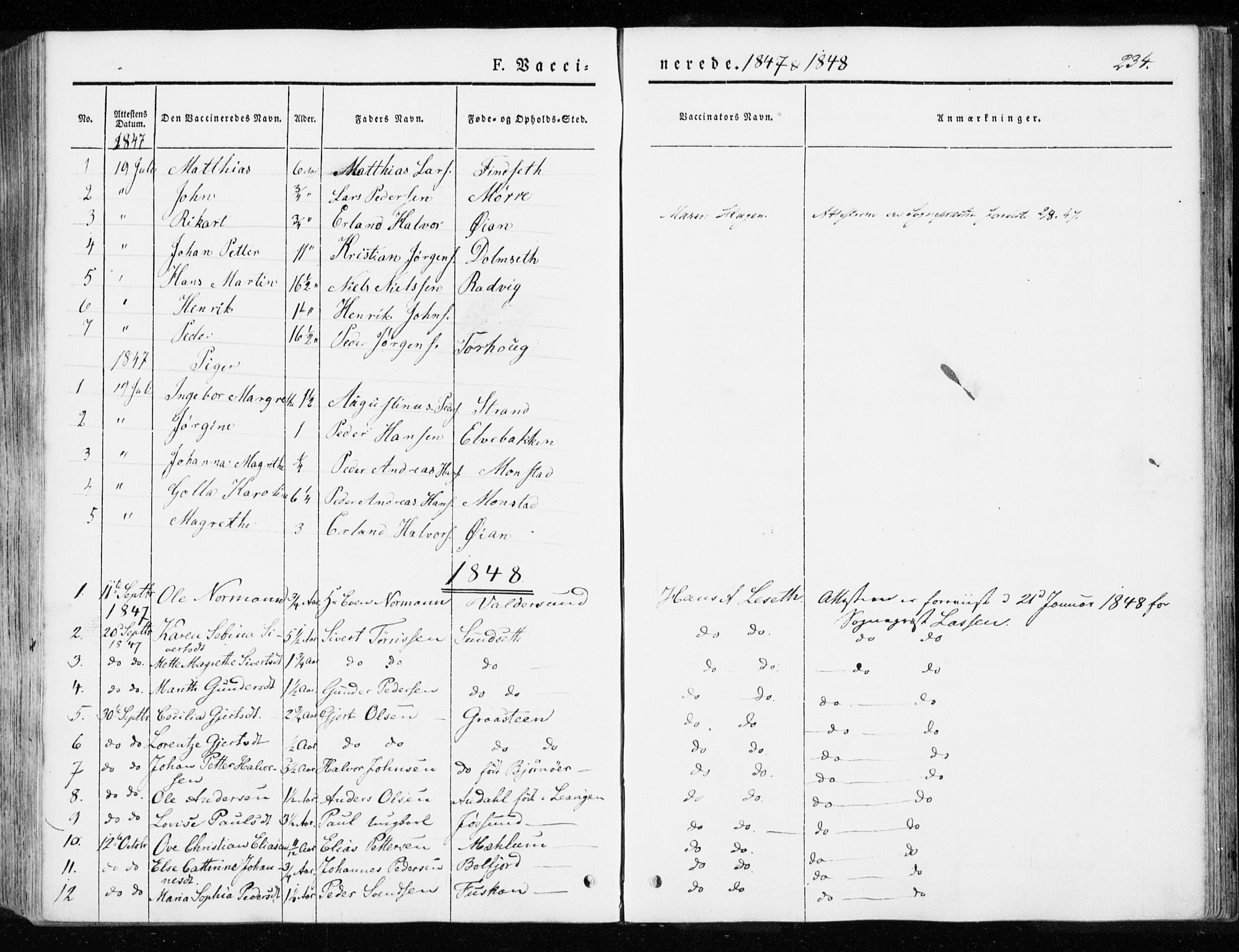 Ministerialprotokoller, klokkerbøker og fødselsregistre - Sør-Trøndelag, SAT/A-1456/655/L0677: Parish register (official) no. 655A06, 1847-1860, p. 234