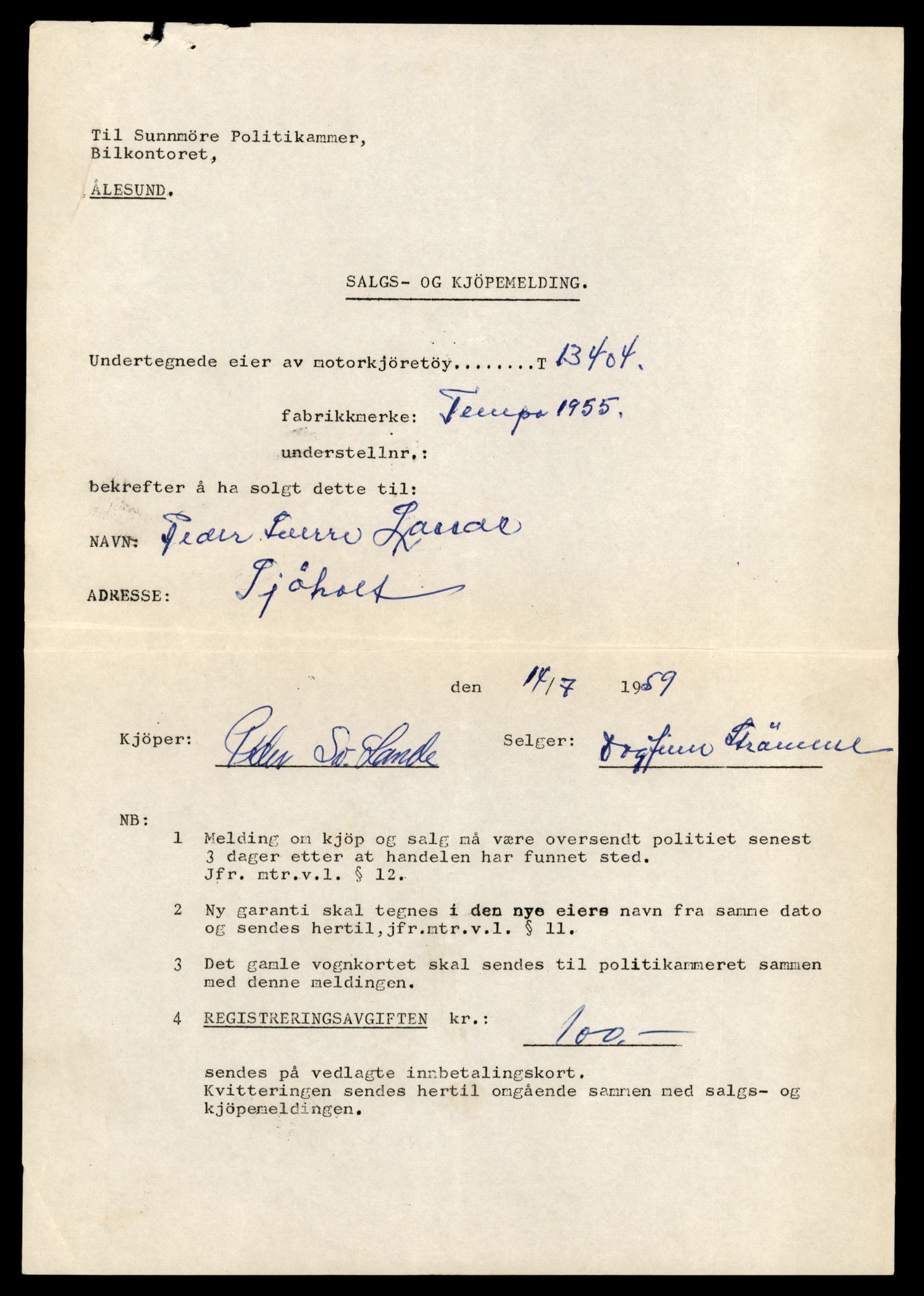 Møre og Romsdal vegkontor - Ålesund trafikkstasjon, AV/SAT-A-4099/F/Fe/L0039: Registreringskort for kjøretøy T 13361 - T 13530, 1927-1998, p. 753