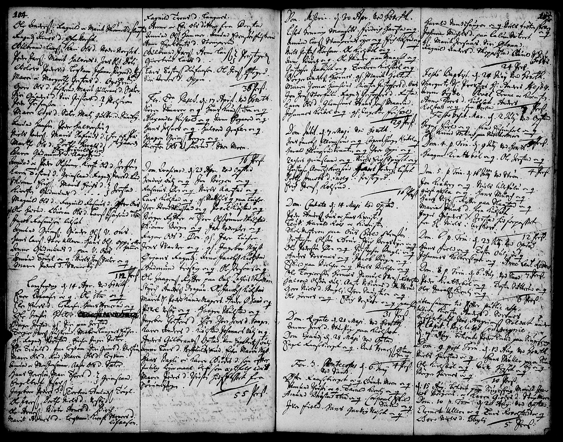 Strøm-Odalen prestekontor, AV/SAH-PREST-028/H/Ha/Haa/L0001: Parish register (official) no. 1, 1689-1715, p. 104-105
