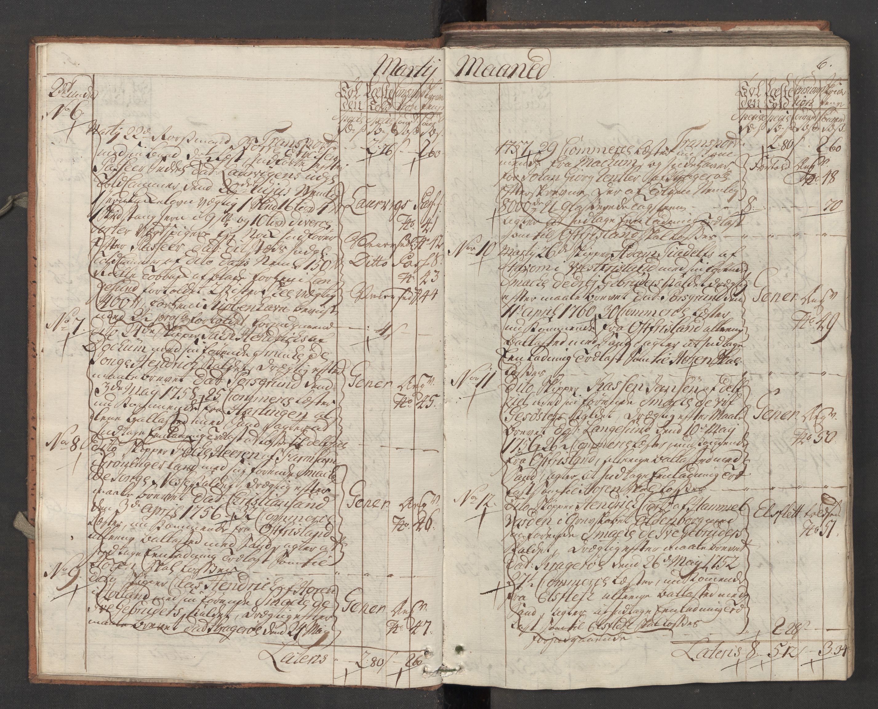 Generaltollkammeret, tollregnskaper, AV/RA-EA-5490/R13/L0036/0001: Tollregnskaper Kragerø / Inngående hovedtollbok, 1764, p. 5b-6a