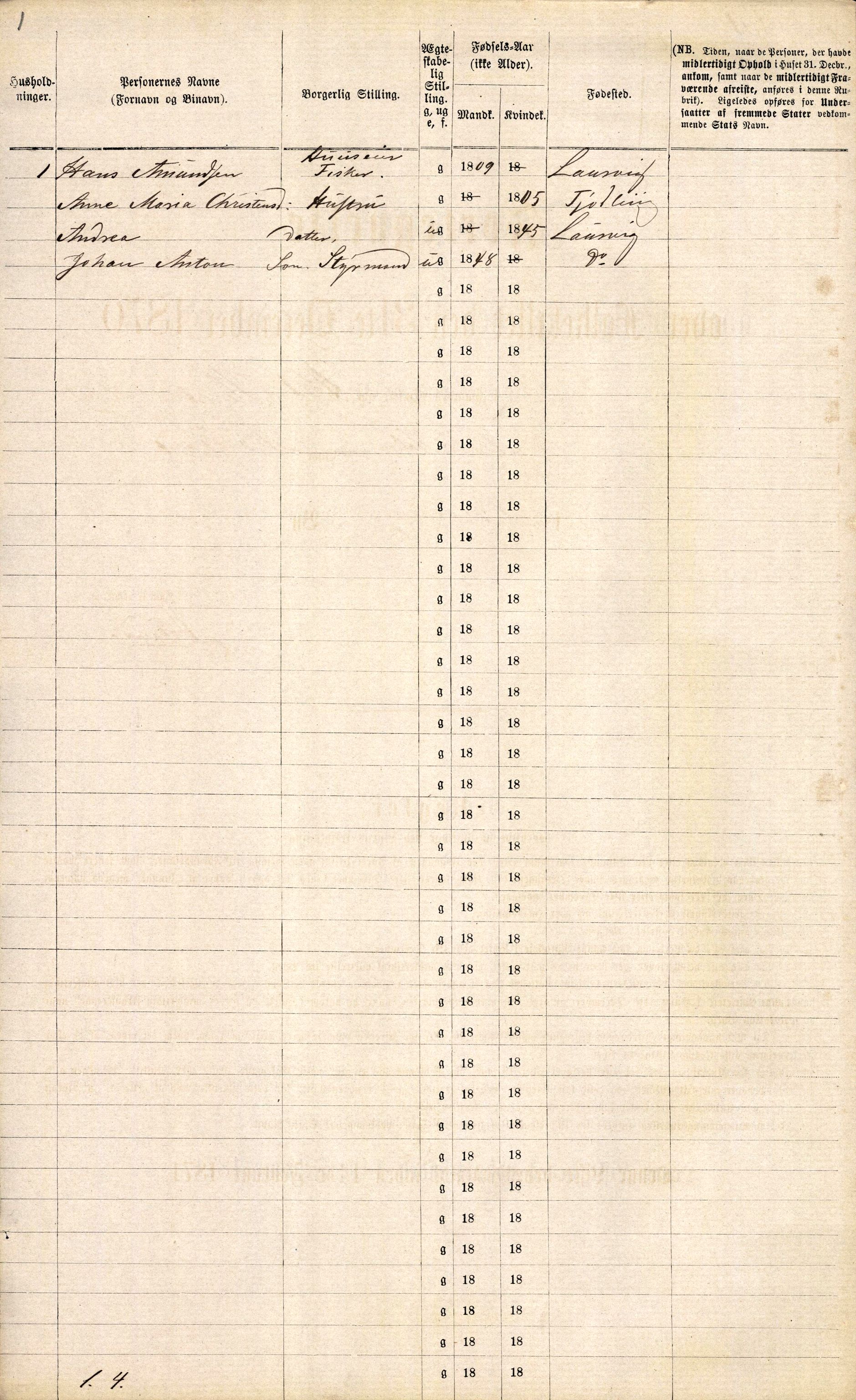 RA, 1870 census for 0707 Larvik, 1870, p. 1024