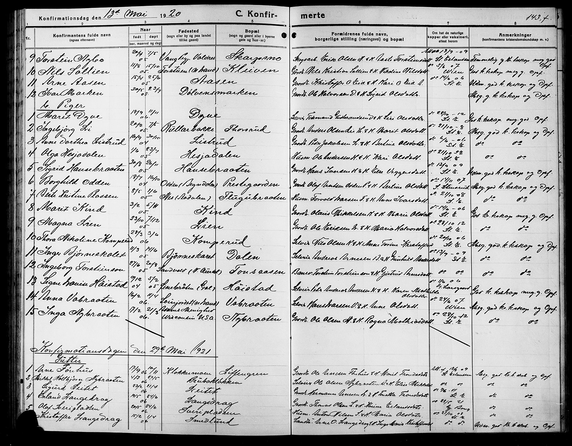 Sør-Aurdal prestekontor, SAH/PREST-128/H/Ha/Hab/L0009: Parish register (copy) no. 9, 1894-1924, p. 143f