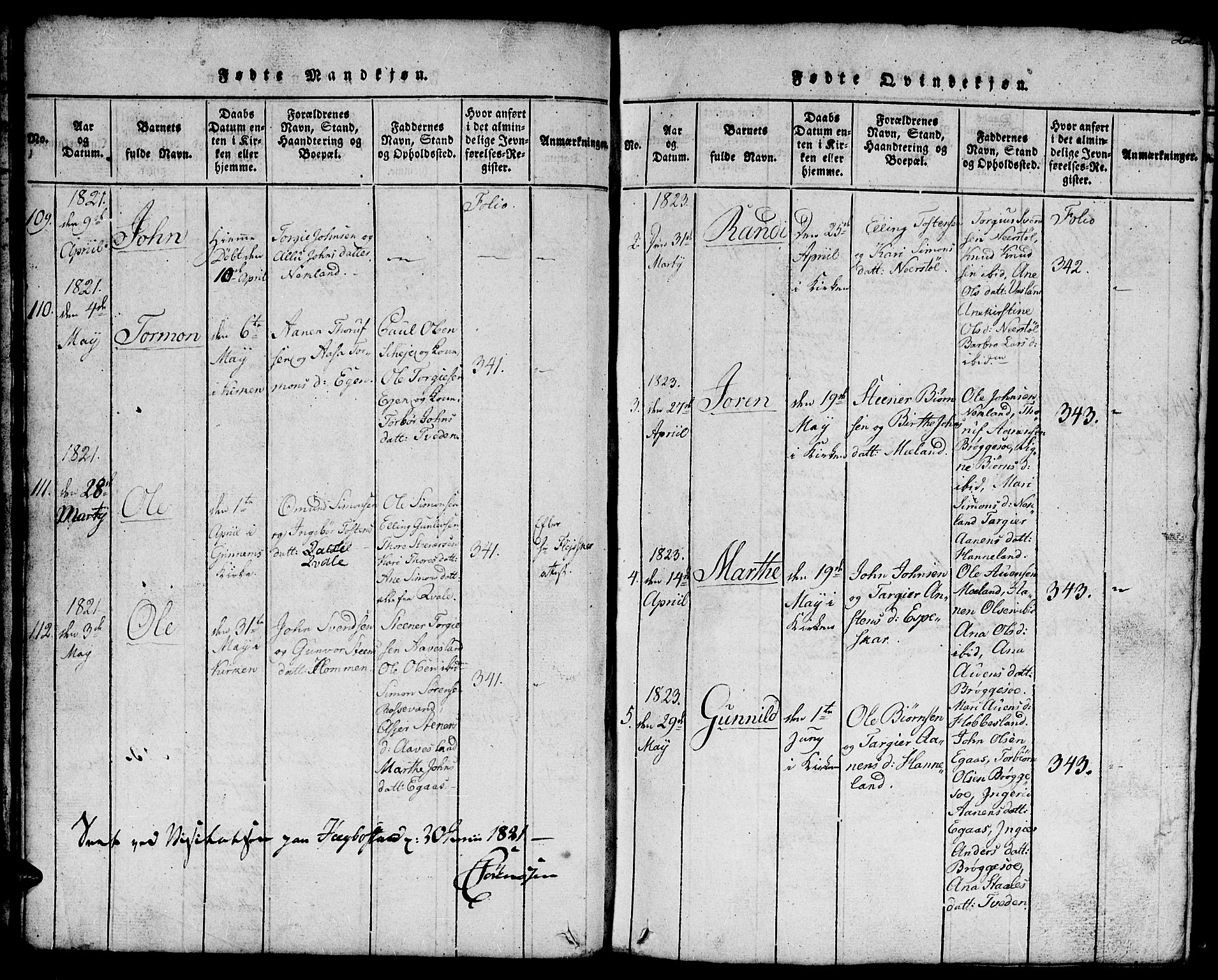 Hægebostad sokneprestkontor, SAK/1111-0024/F/Fb/Fbb/L0001: Parish register (copy) no. B 1, 1816-1850, p. 22