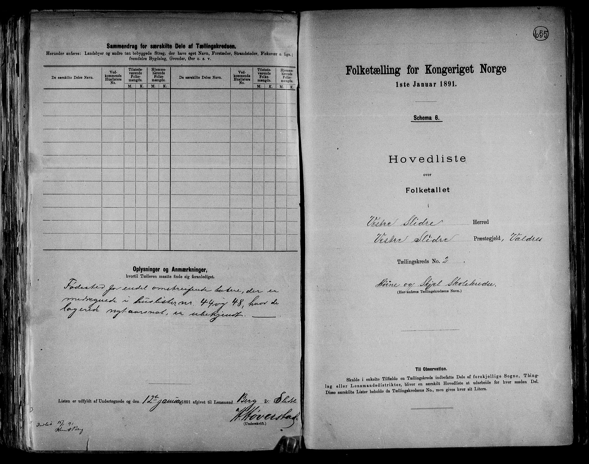 RA, 1891 census for 0543 Vestre Slidre, 1891, p. 8