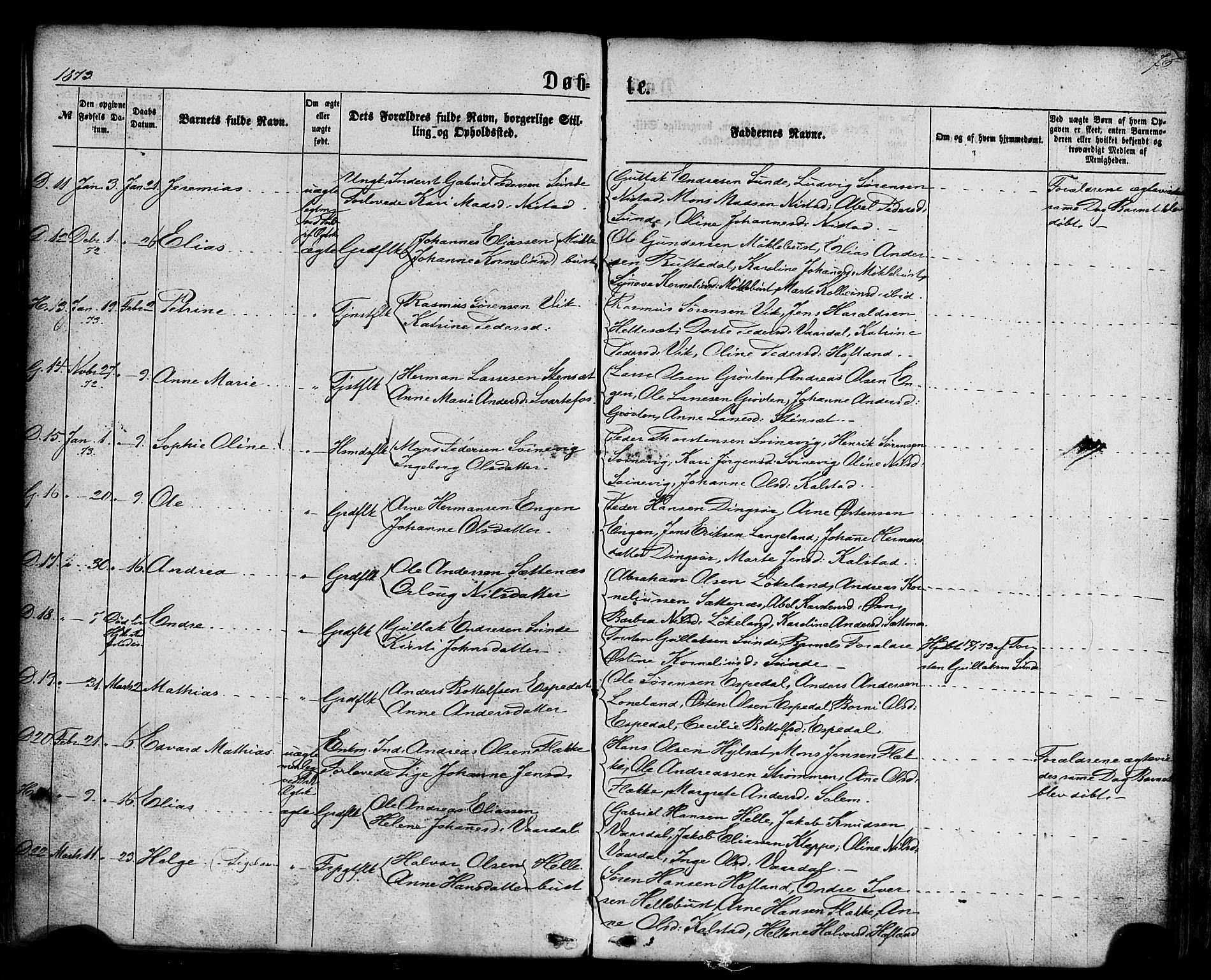 Fjaler sokneprestembete, AV/SAB-A-79801/H/Haa/Haaa/L0007: Parish register (official) no. A 7, 1862-1881, p. 76