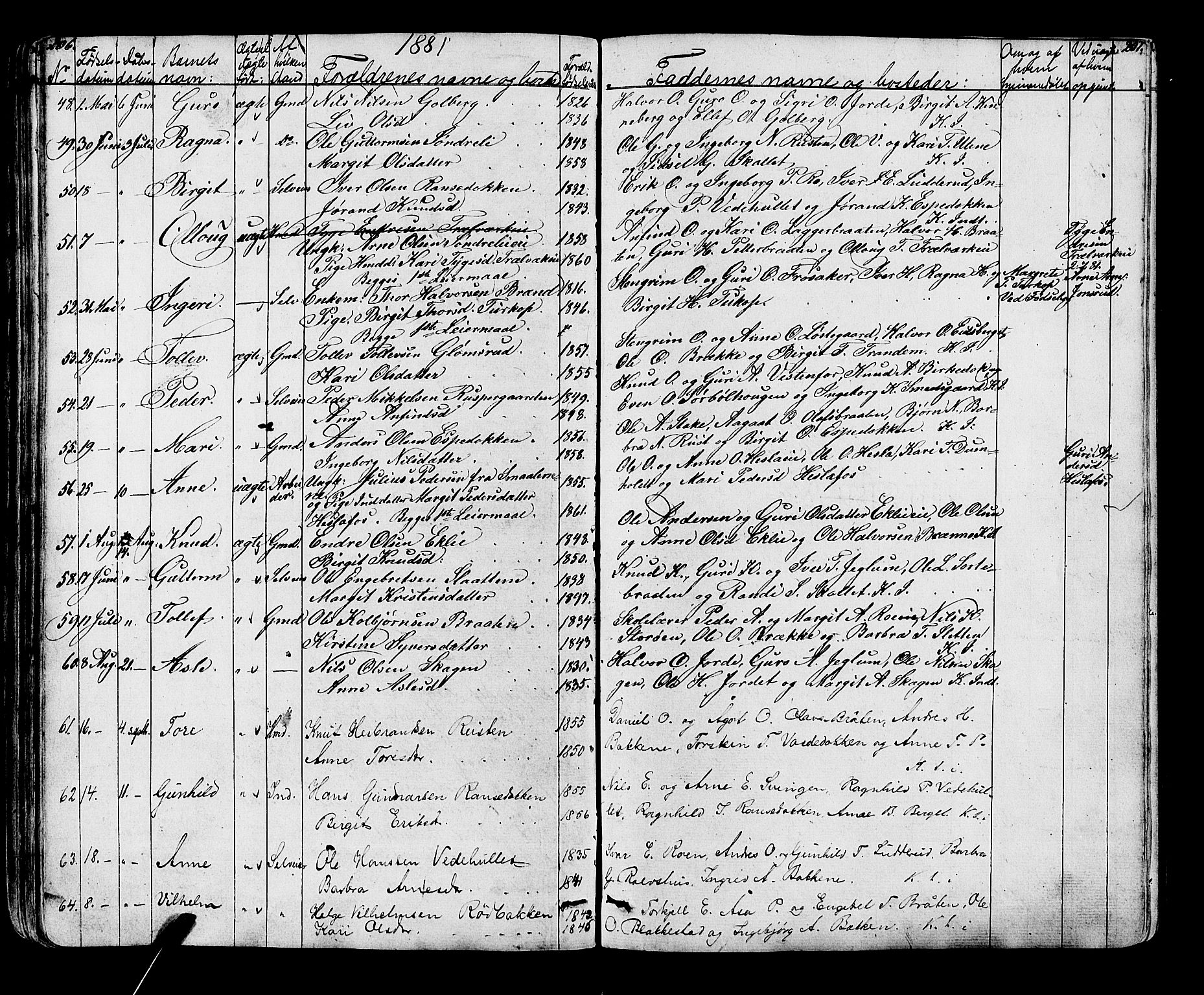 Gol kirkebøker, AV/SAKO-A-226/G/Ga/L0002: Parish register (copy) no. I 2, 1860-1887, p. 206-207