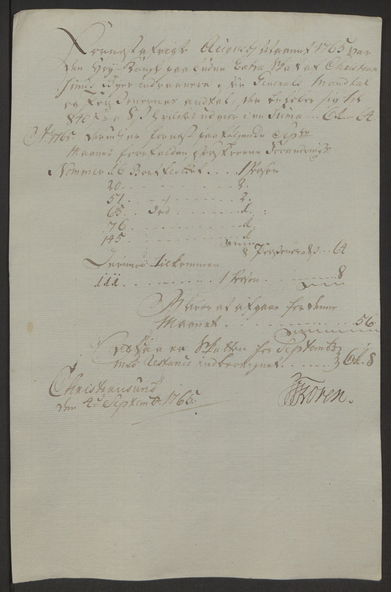 Rentekammeret inntil 1814, Reviderte regnskaper, Byregnskaper, AV/RA-EA-4066/R/Rr/L0495/0004: [R1] Kontribusjonsregnskap / Ekstraskatt, 1762-1772, p. 66